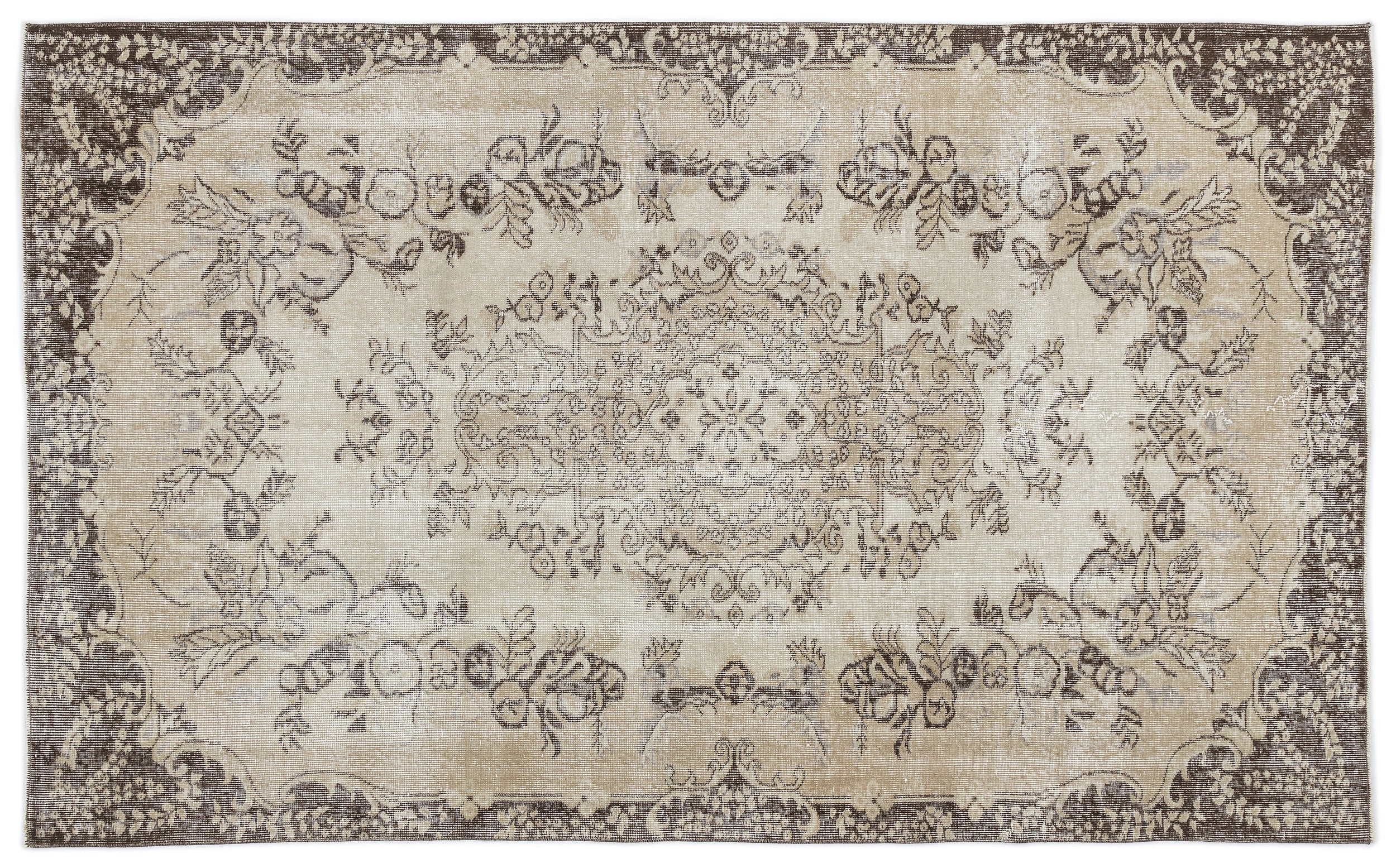 Beige Over Dyed Vintage Rug 5'5'' x 8'9'' ft 165 x 266 cm