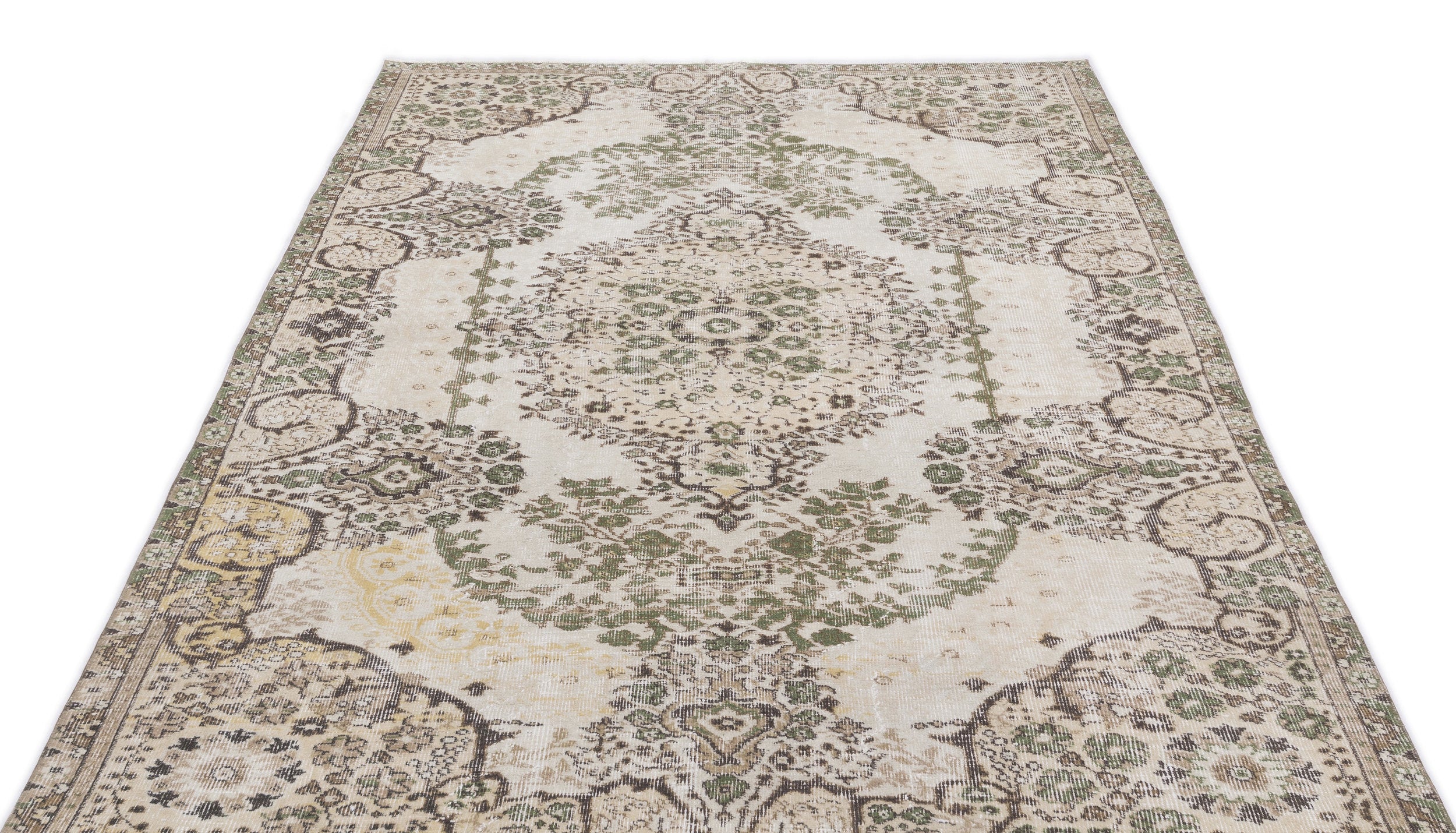 Beige Over Dyed Vintage Rug 5'5'' x 8'7'' ft 165 x 262 cm