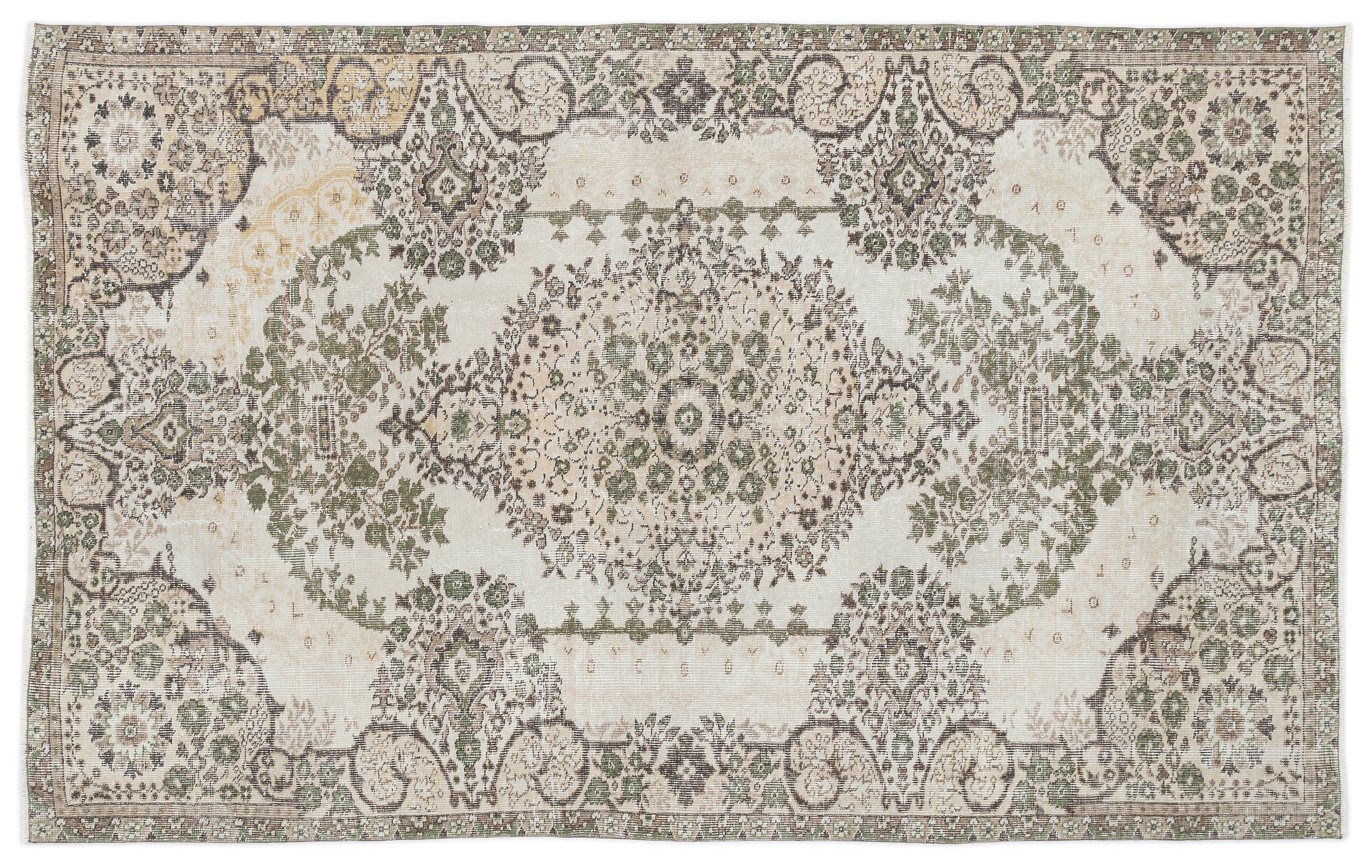 Beige Over Dyed Vintage Rug 5'5'' x 8'7'' ft 165 x 262 cm