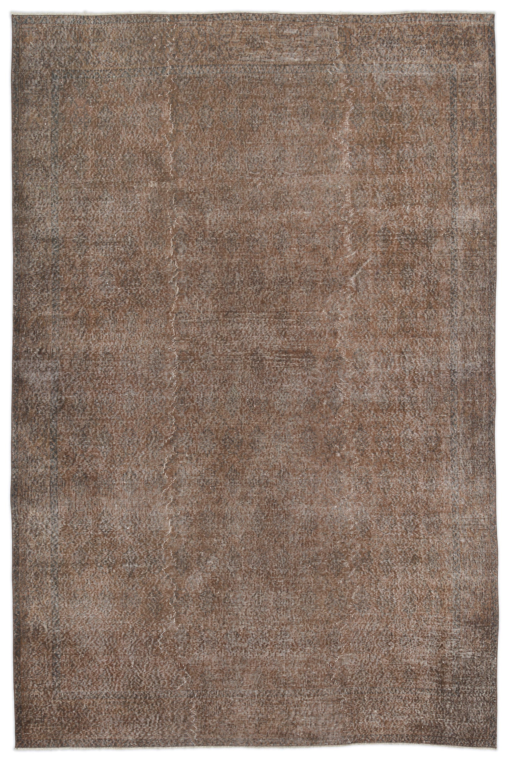 Brown Over Dyed Vintage Rug 7'1'' x 10'5'' ft 216 x 317 cm