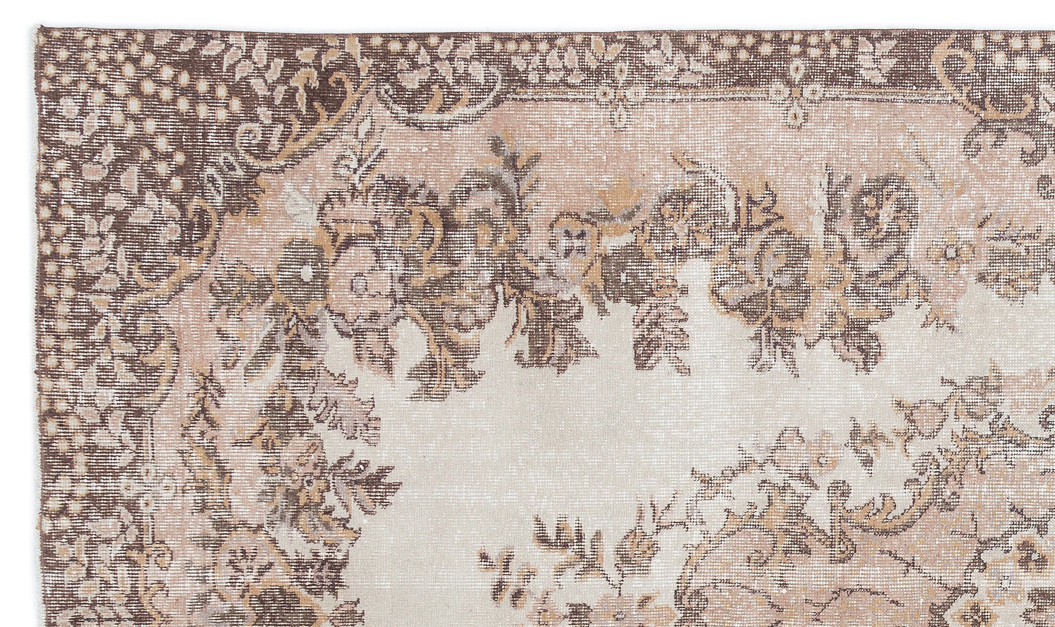 Beige Over Dyed Vintage Rug 5'9'' x 9'10'' ft 176 x 300 cm