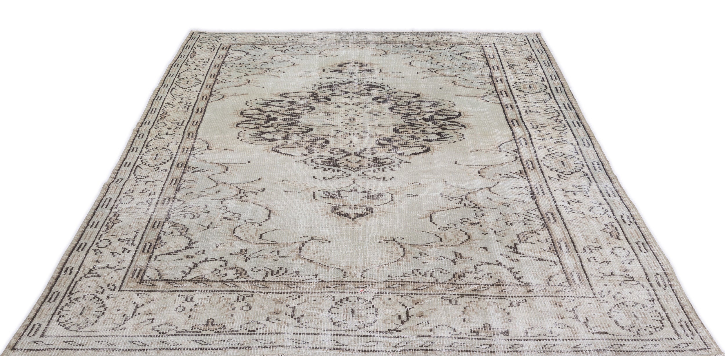 Beige Over Dyed Vintage Rug 6'0'' x 8'8'' ft 183 x 263 cm