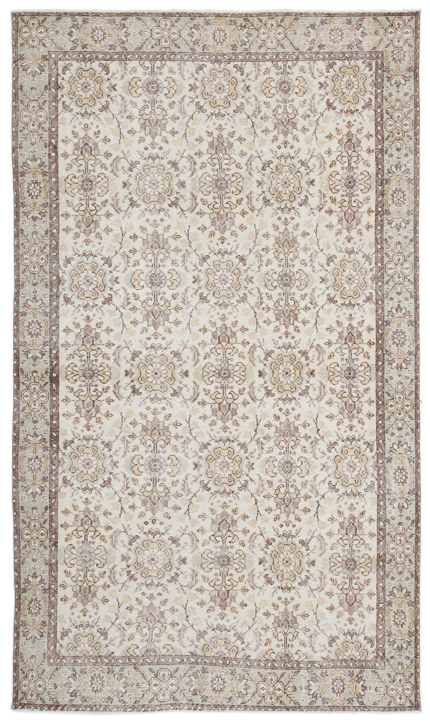 Beige Over Dyed Vintage Rug 5'10'' x 9'11'' ft 179 x 302 cm