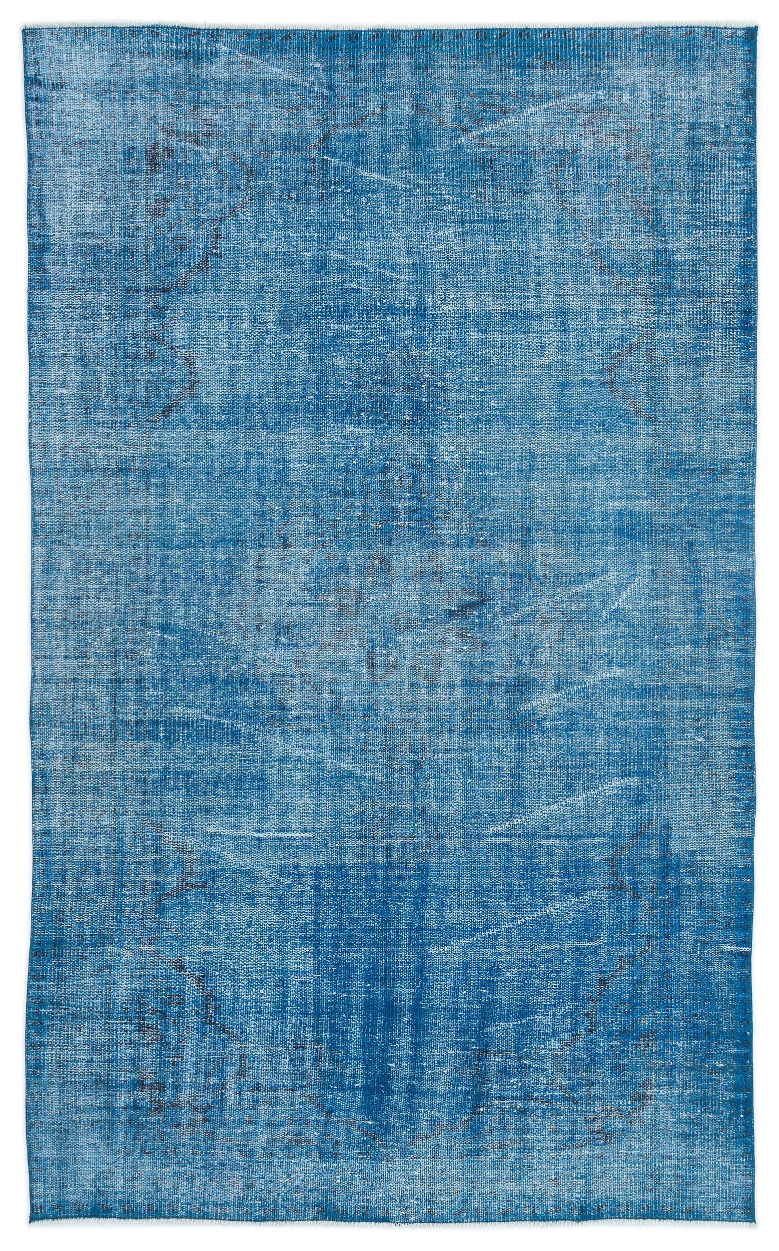 Turquoise  Over Dyed Vintage Rug 4'10'' x 8'0'' ft 148 x 244 cm