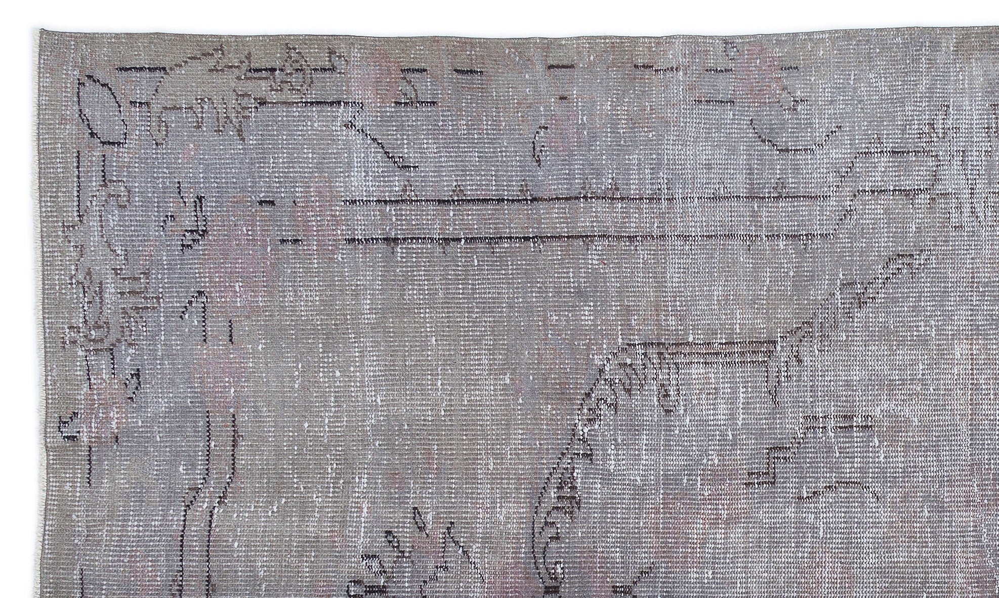 Gray Over Dyed Vintage Rug 5'4'' x 9'0'' ft 162 x 275 cm