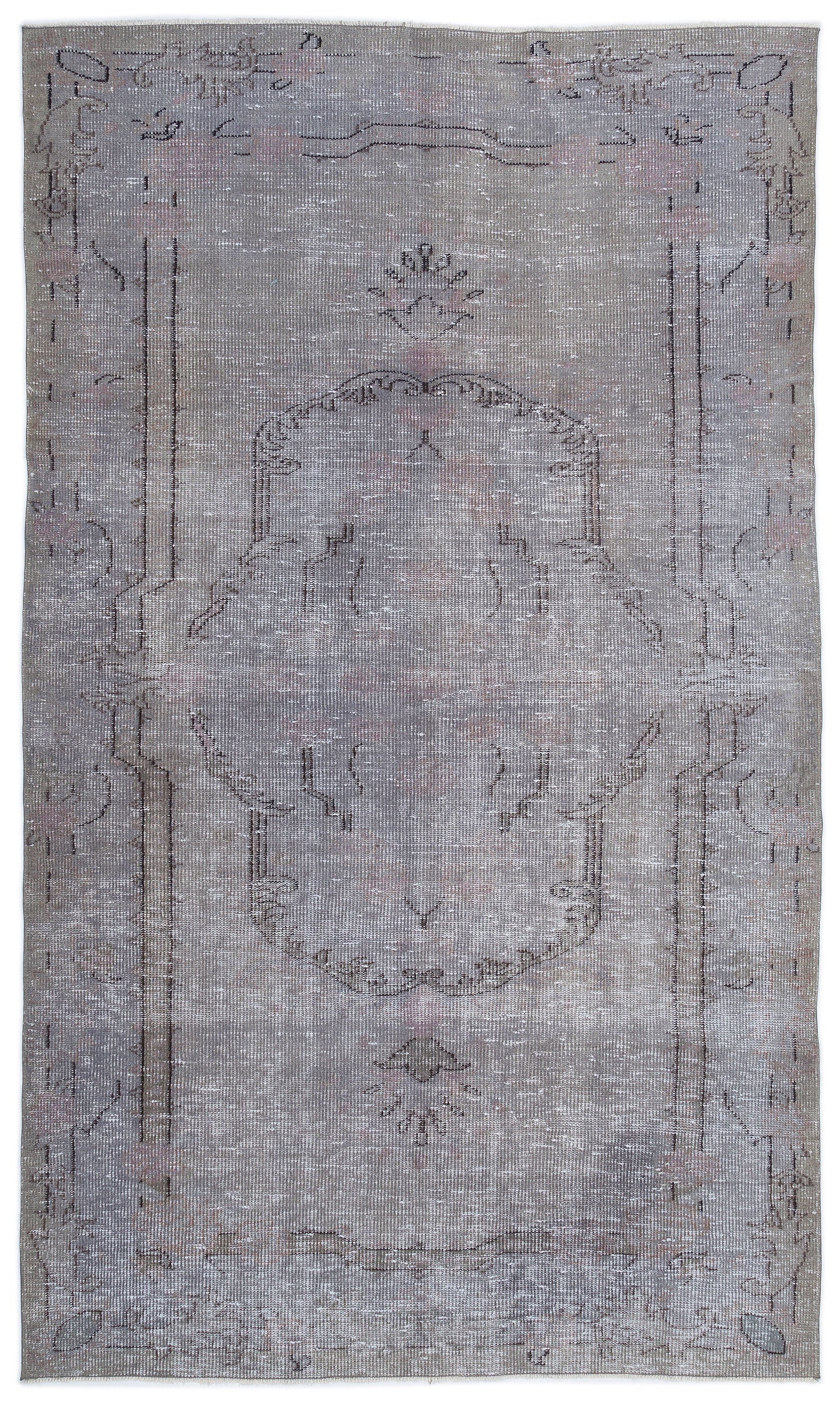 Gray Over Dyed Vintage Rug 5'4'' x 9'0'' ft 162 x 275 cm