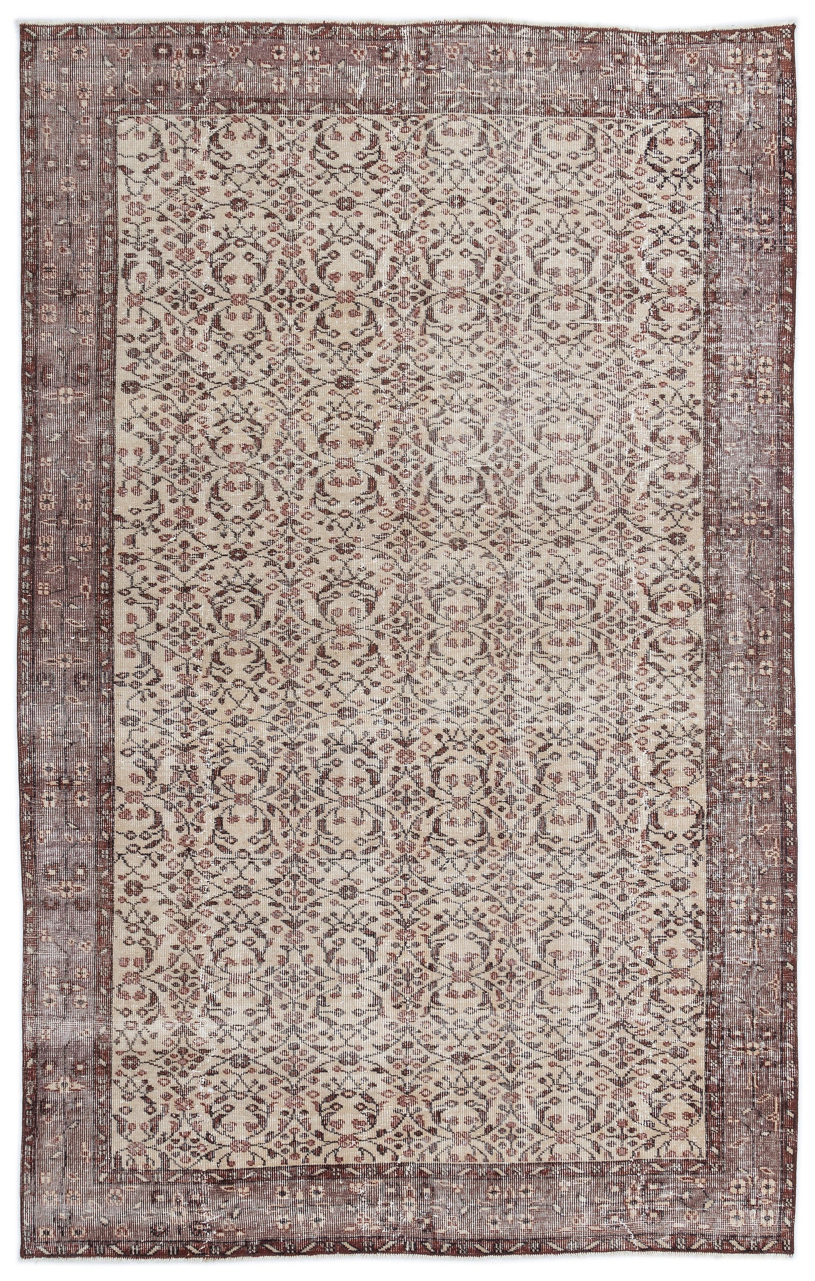 Beige Over Dyed Vintage Rug 5'5'' x 8'5'' ft 164 x 257 cm