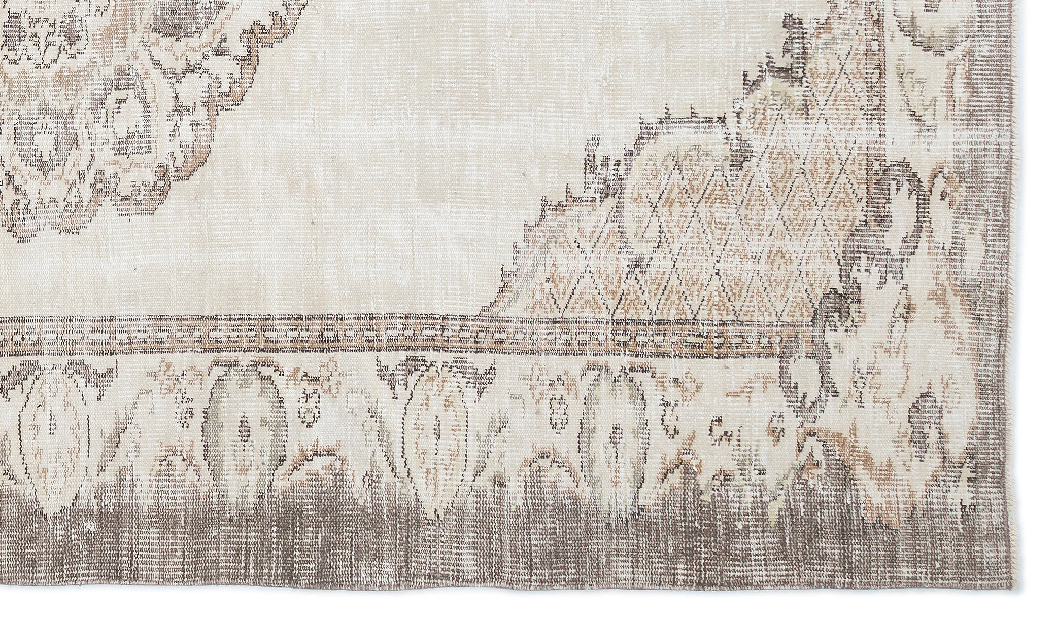 Beige Over Dyed Vintage Rug 5'8'' x 9'11'' ft 173 x 302 cm