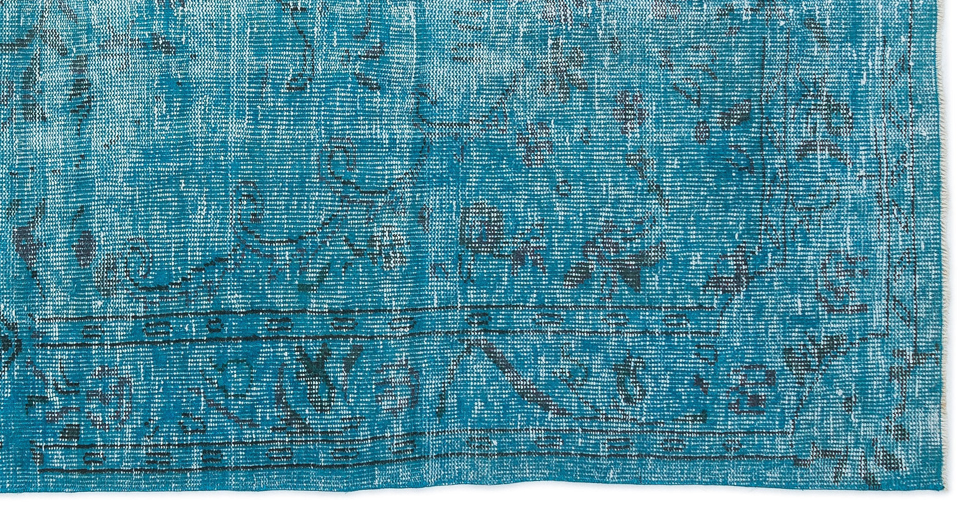 Turquoise  Over Dyed Vintage Rug 4'11'' x 8'11'' ft 149 x 273 cm