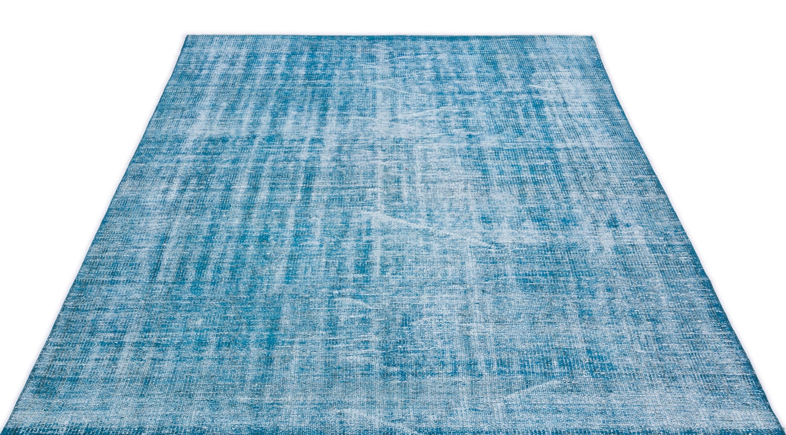 Turquoise  Over Dyed Vintage Rug 5'4'' x 8'6'' ft 162 x 258 cm