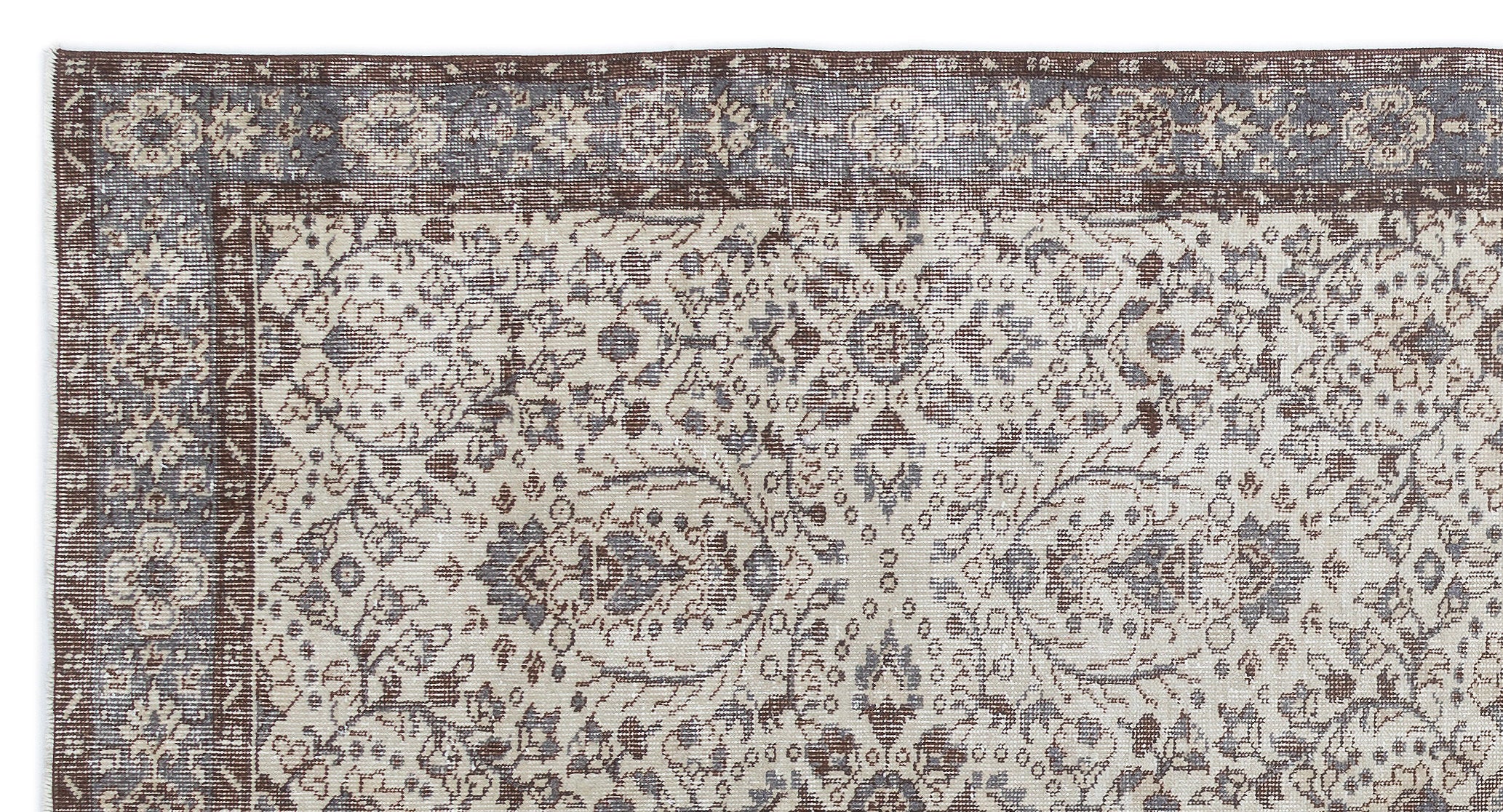Beige Over Dyed Vintage Rug 5'1'' x 9'5'' ft 156 x 286 cm