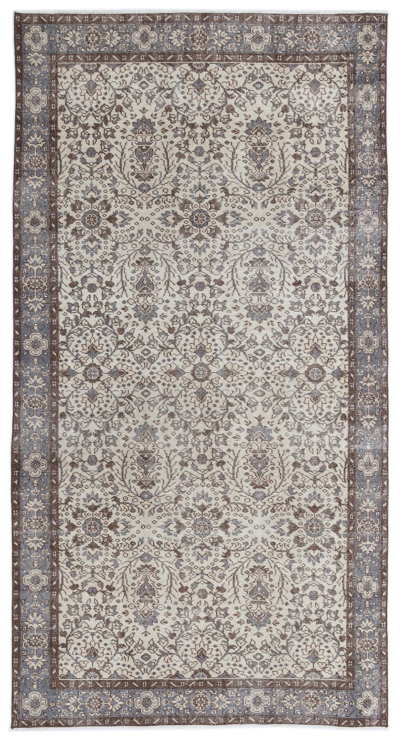 Beige Over Dyed Vintage Rug 5'1'' x 9'5'' ft 156 x 286 cm