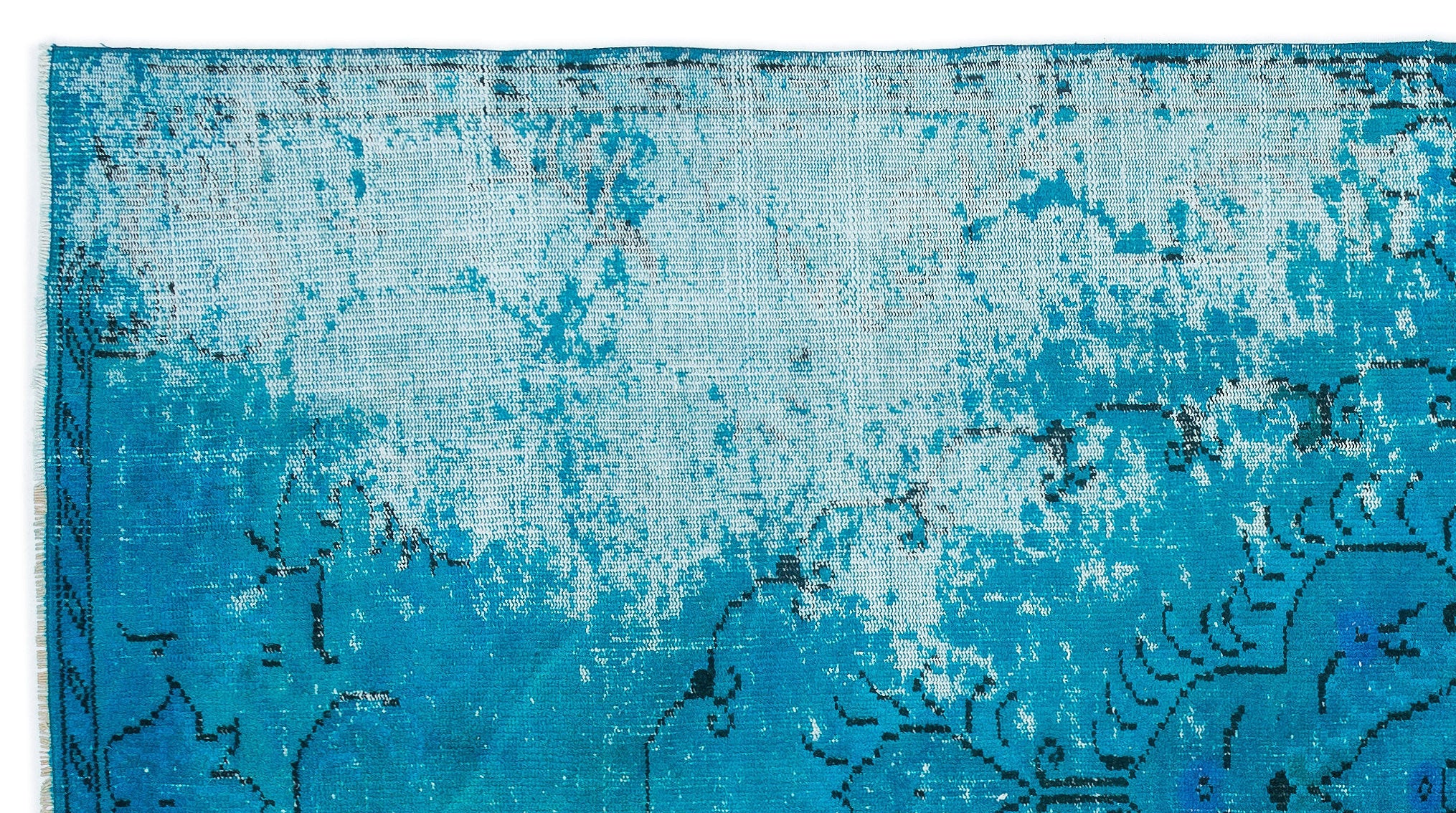 Turquoise  Over Dyed Vintage Rug 5'1'' x 9'3'' ft 156 x 282 cm