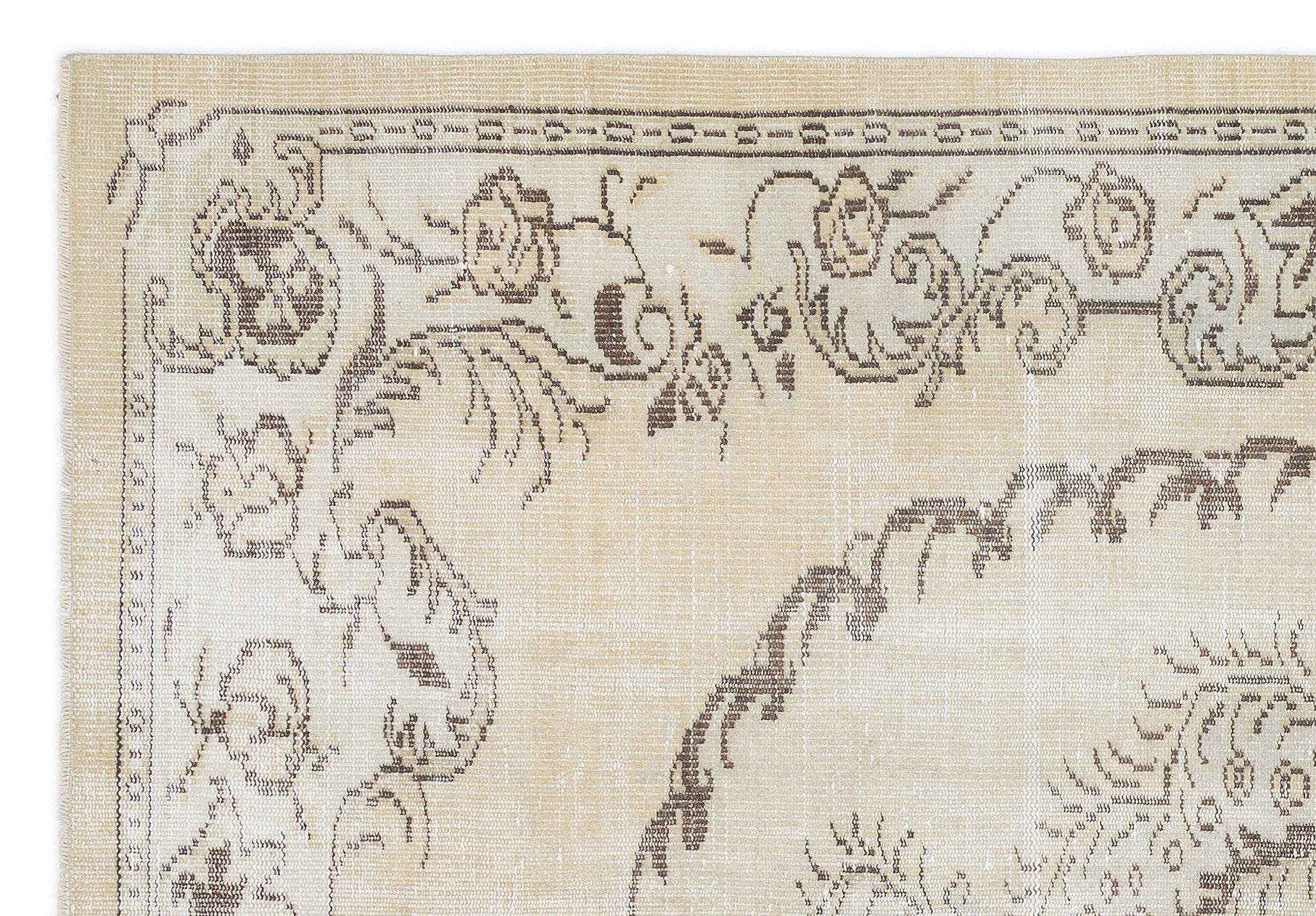 Beige Over Dyed Vintage Rug 5'8'' x 8'1'' ft 172 x 247 cm