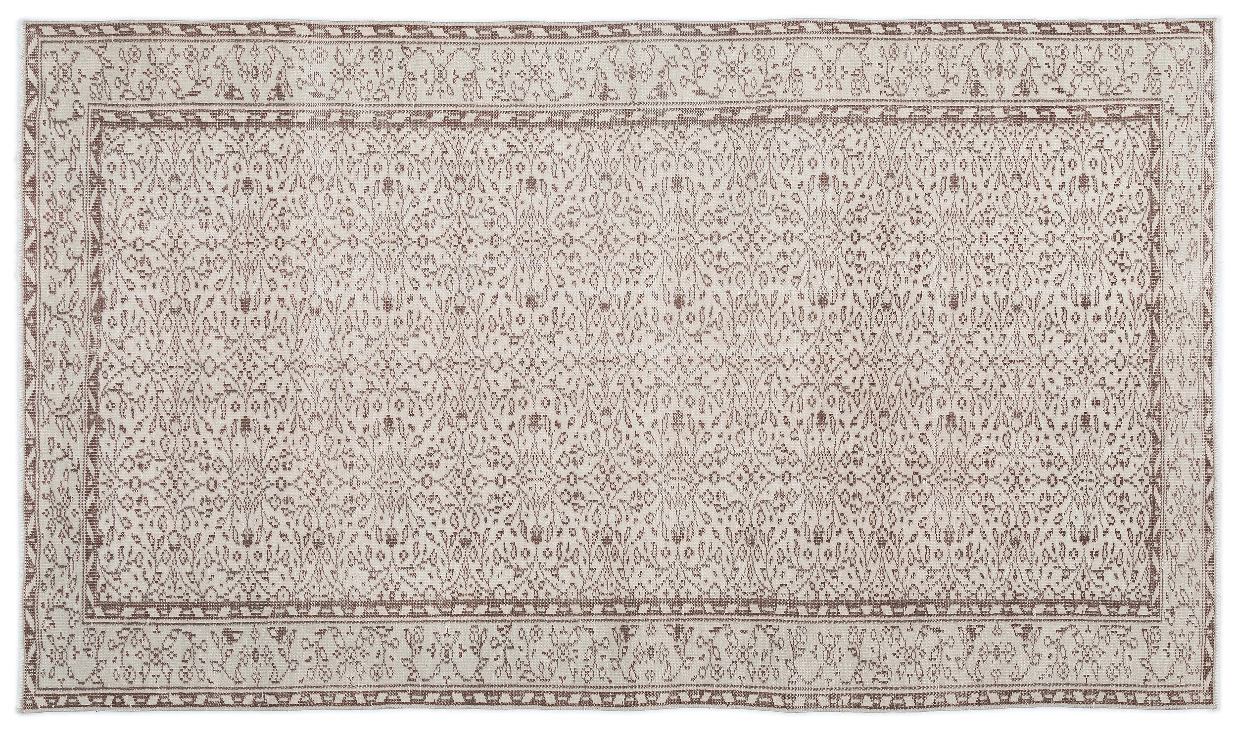 Beige Over Dyed Vintage Rug 5'3'' x 8'11'' ft 160 x 272 cm