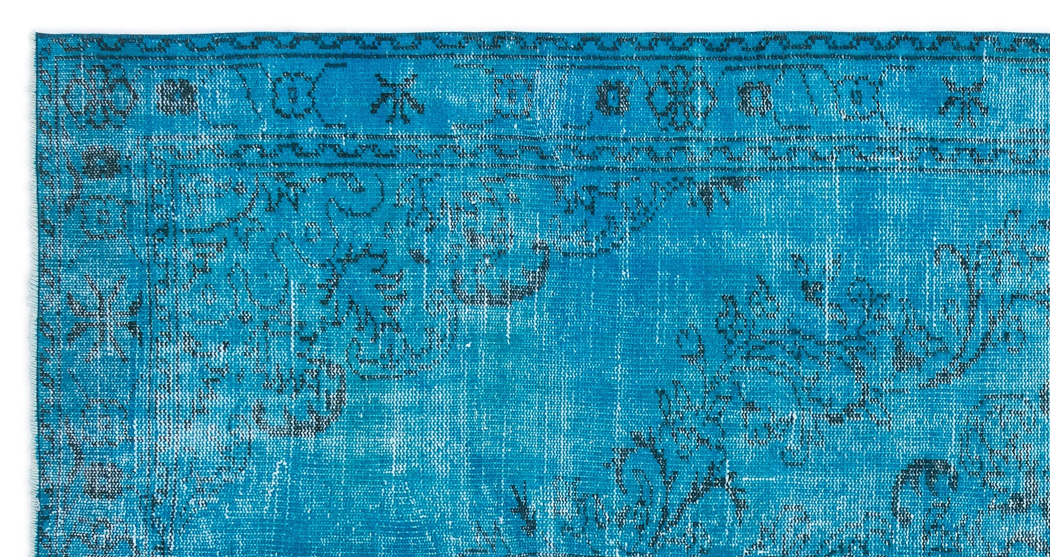 Traditional Design Turquoise Over Dyed Vintage Rug 5'0'' x 9'7'' ft 153 x 293 cm