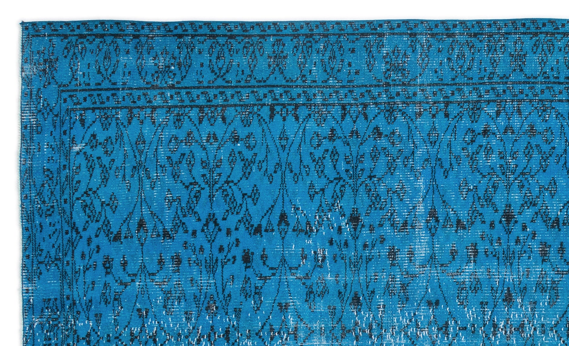 Turquoise  Over Dyed Vintage Rug 5'3'' x 8'12'' ft 160 x 274 cm