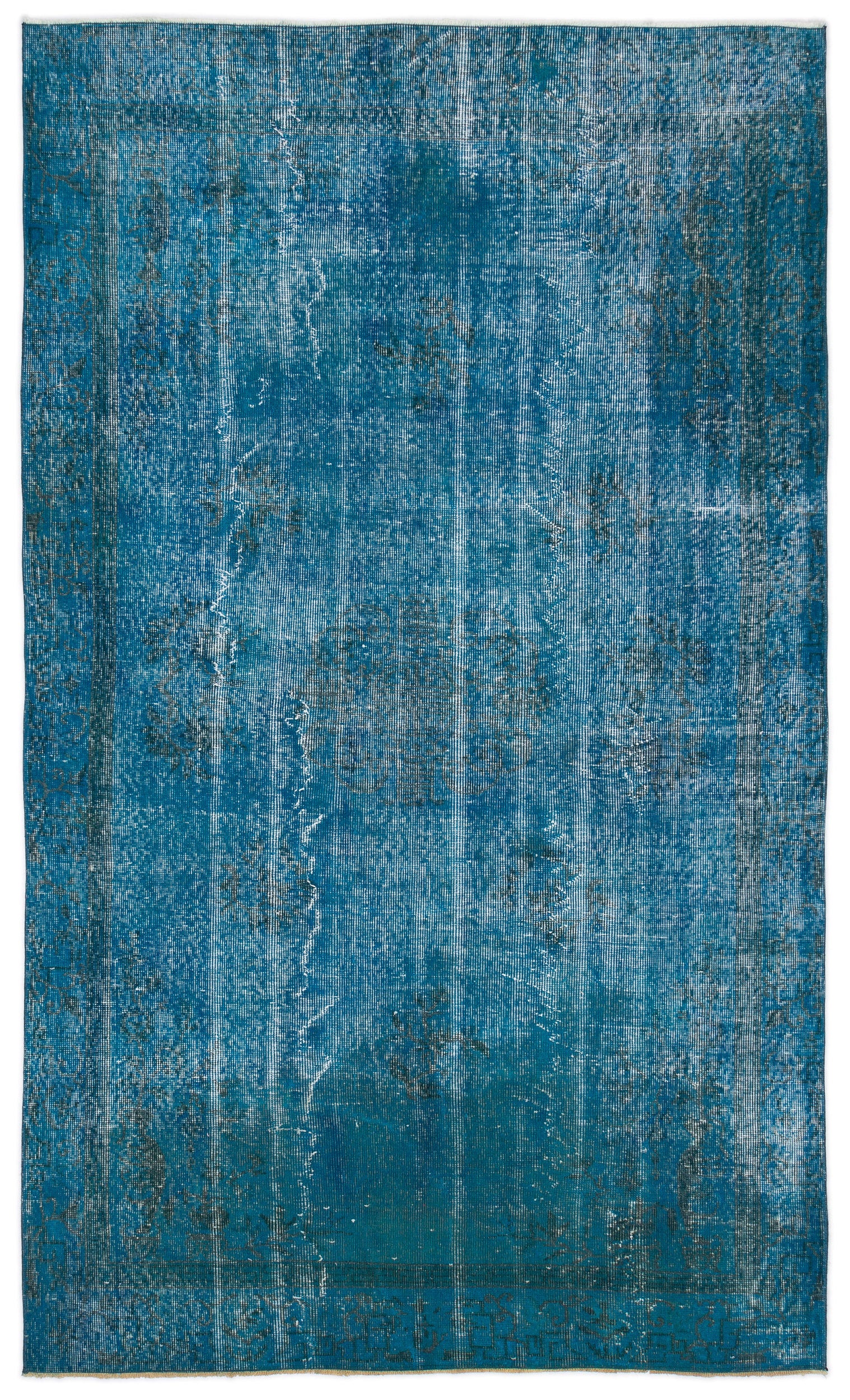 Turquoise  Over Dyed Vintage Rug 5'1'' x 8'7'' ft 154 x 262 cm