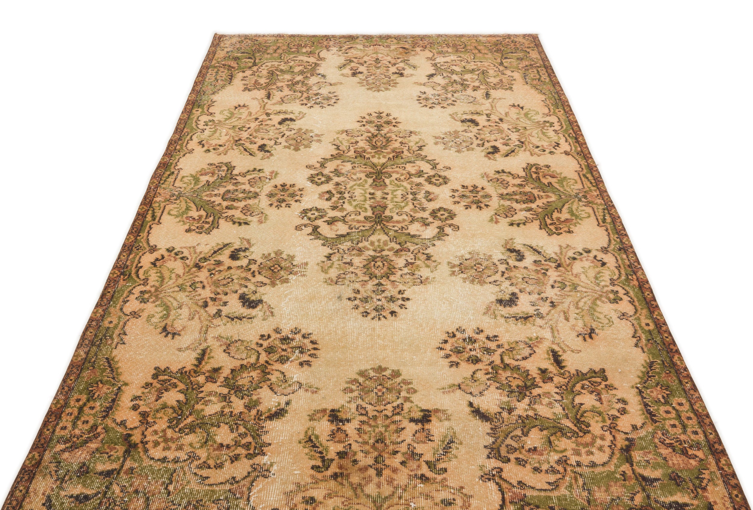 Beige Over Dyed Vintage Rug 5'0'' x 9'2'' ft 153 x 280 cm