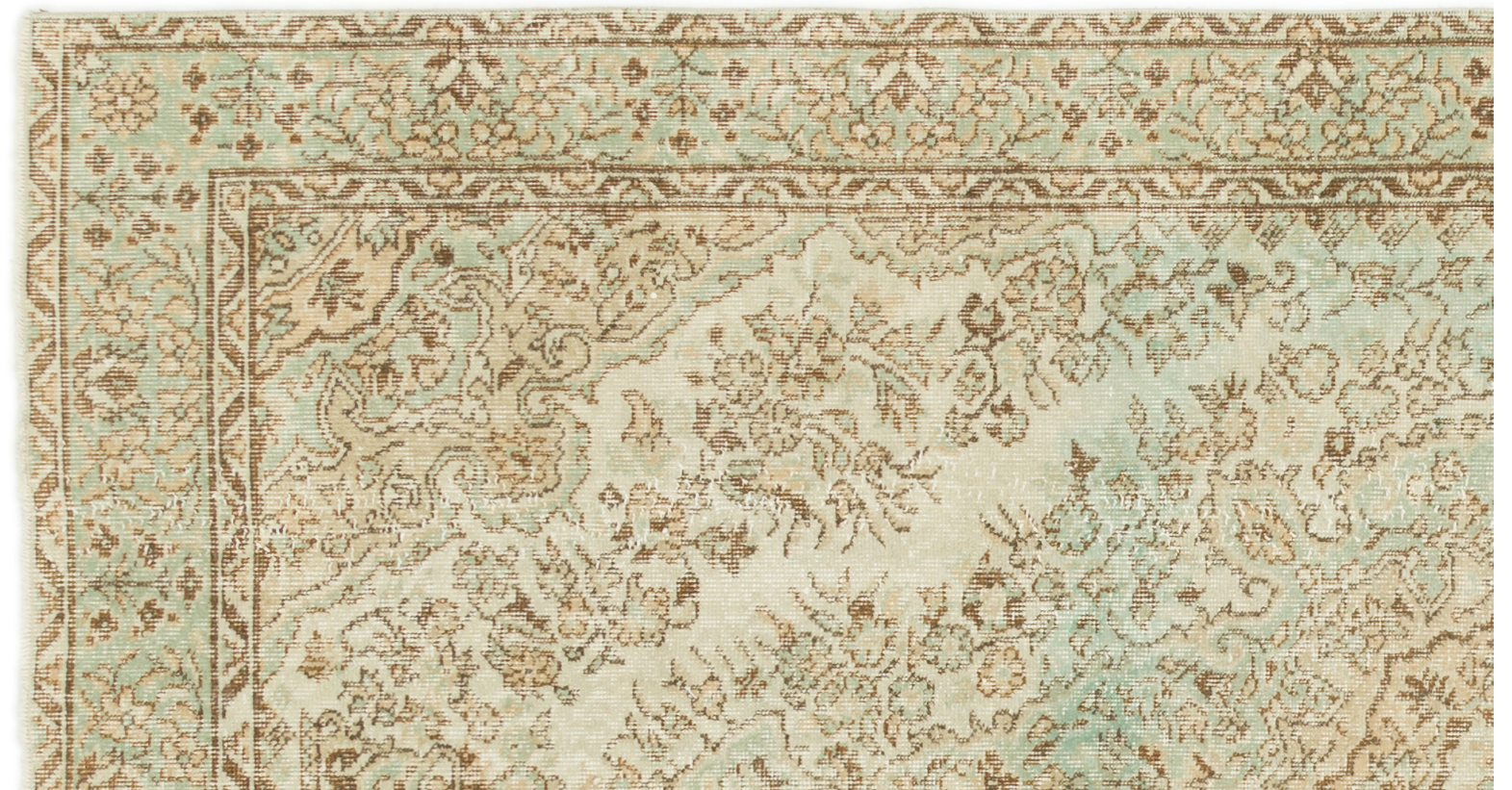 Traditional Design Beige Over Dyed Vintage Rug 4'12'' x 9'3'' ft 152 x 283 cm