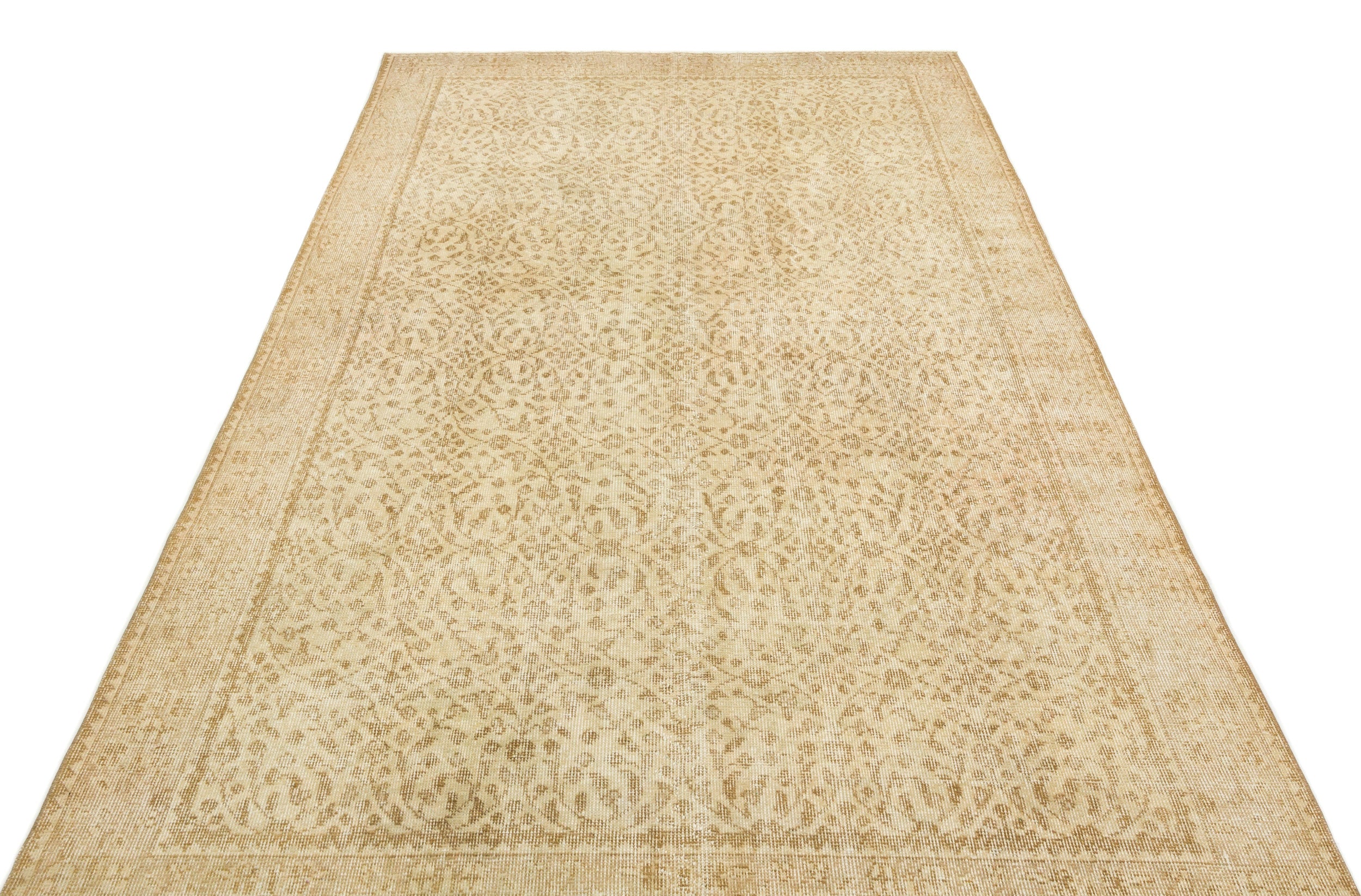 Beige Over Dyed Vintage Rug 5'4'' x 9'1'' ft 162 x 276 cm