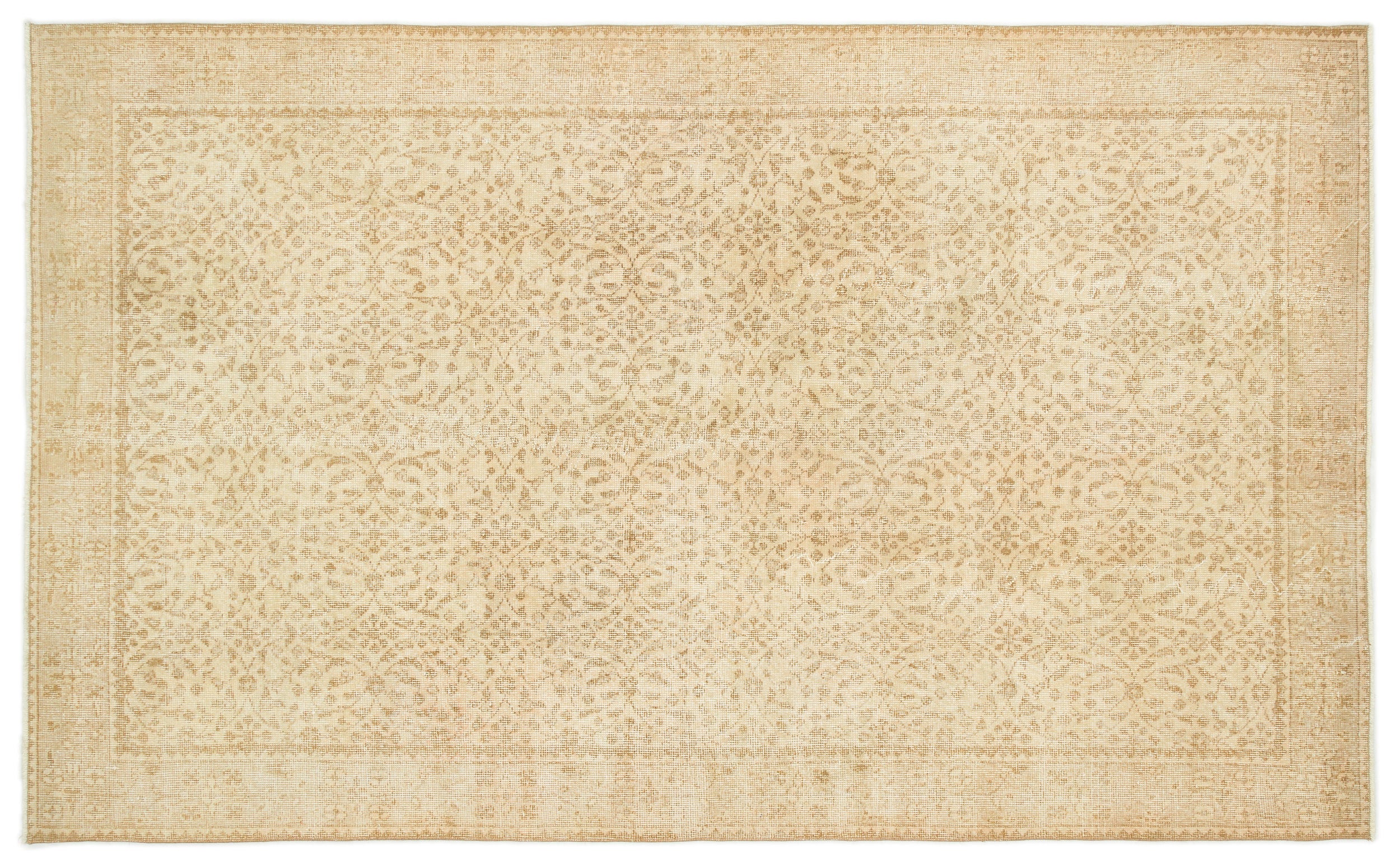 Beige Over Dyed Vintage Rug 5'4'' x 9'1'' ft 162 x 276 cm