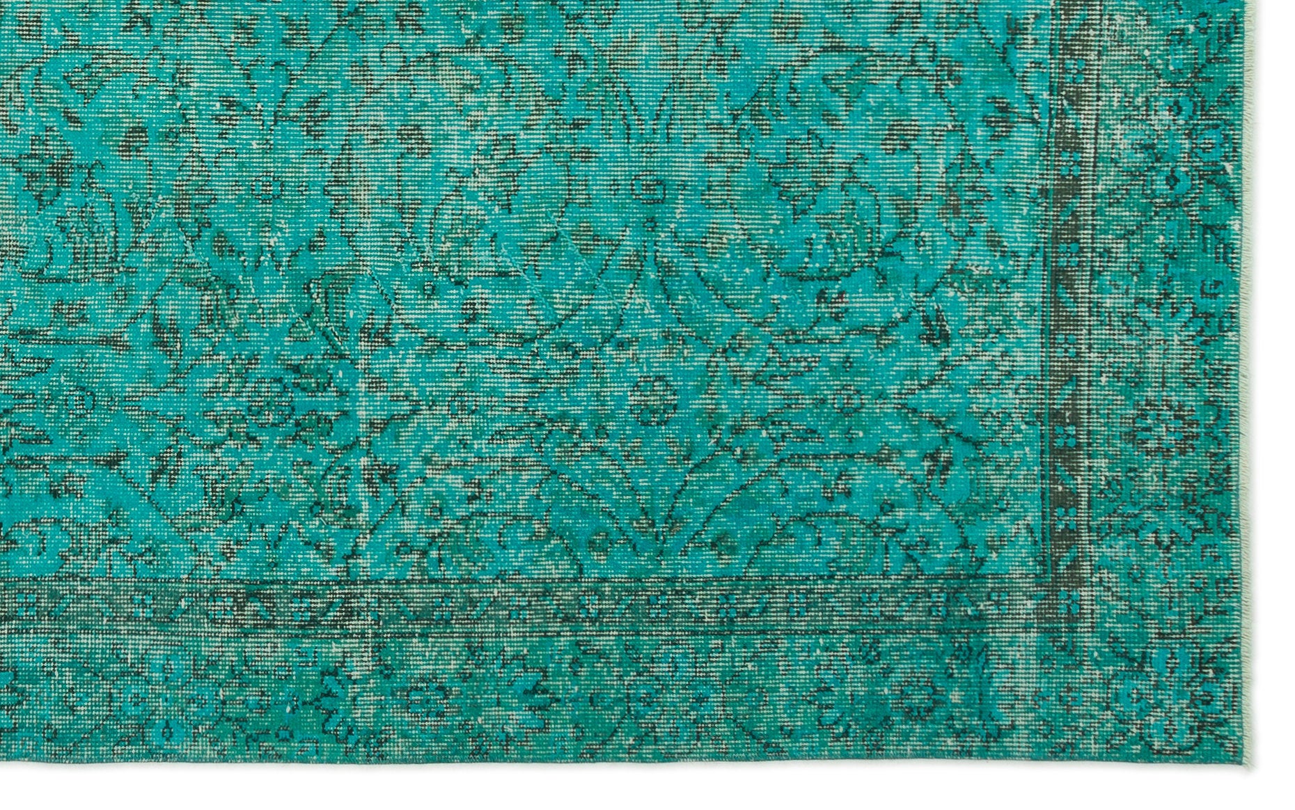 Turquoise  Over Dyed Vintage Rug 5'3'' x 8'7'' ft 161 x 262 cm