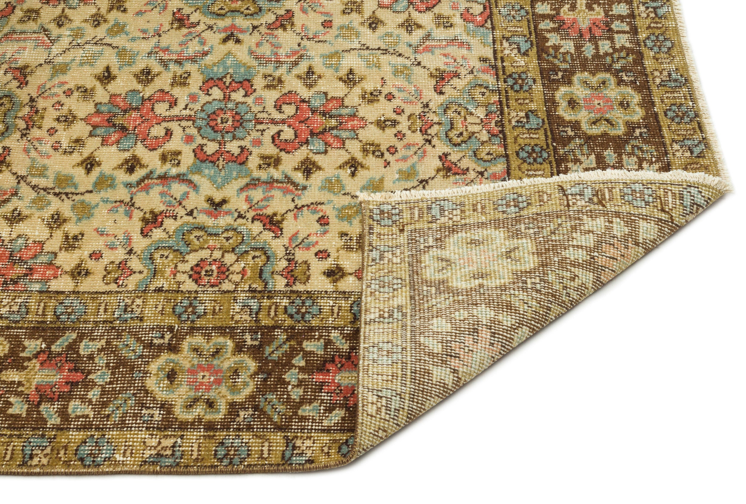 Brown Over Dyed Vintage Rug 5'2'' x 8'4'' ft 158 x 255 cm