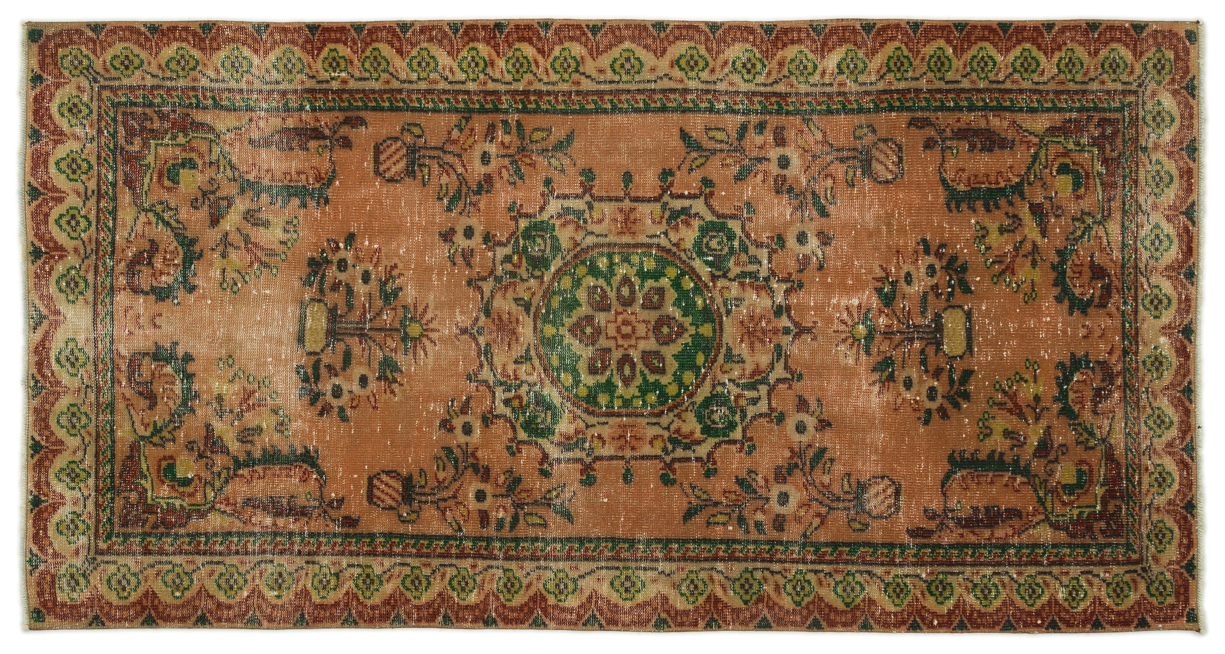 Naturel Over Dyed Vintage Rug 4'7'' x 8'8'' ft 139 x 265 cm