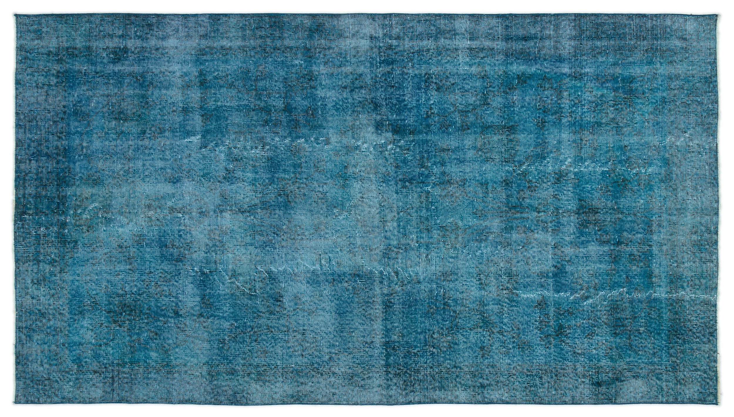 Turquoise  Over Dyed Vintage Rug 4'9'' x 8'6'' ft 146 x 260 cm