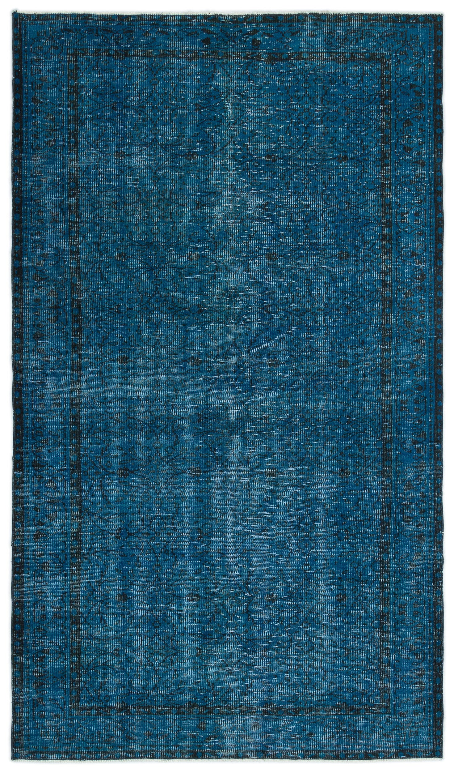Turquoise  Over Dyed Vintage Rug 4'11'' x 8'8'' ft 151 x 263 cm