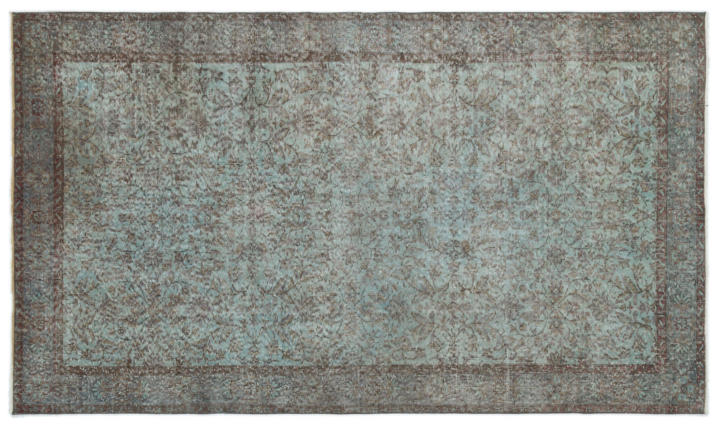Blue Over Dyed Vintage Rug 5'2'' x 8'10'' ft 157 x 270 cm