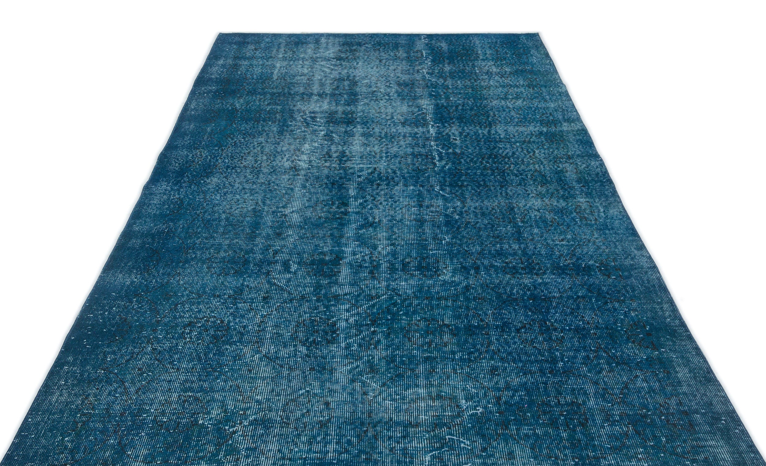 Turquoise  Over Dyed Vintage Rug 5'3'' x 8'4'' ft 161 x 254 cm