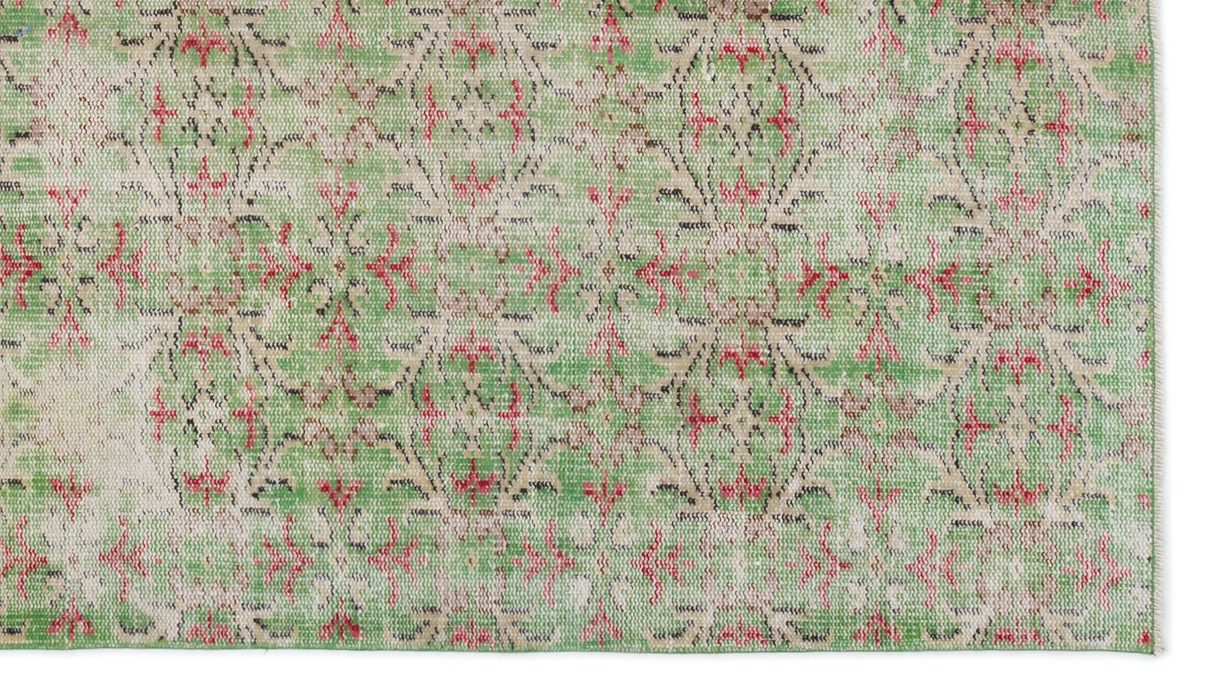 Green Over Dyed Vintage Rug 4'7'' x 8'1'' ft 140 x 246 cm