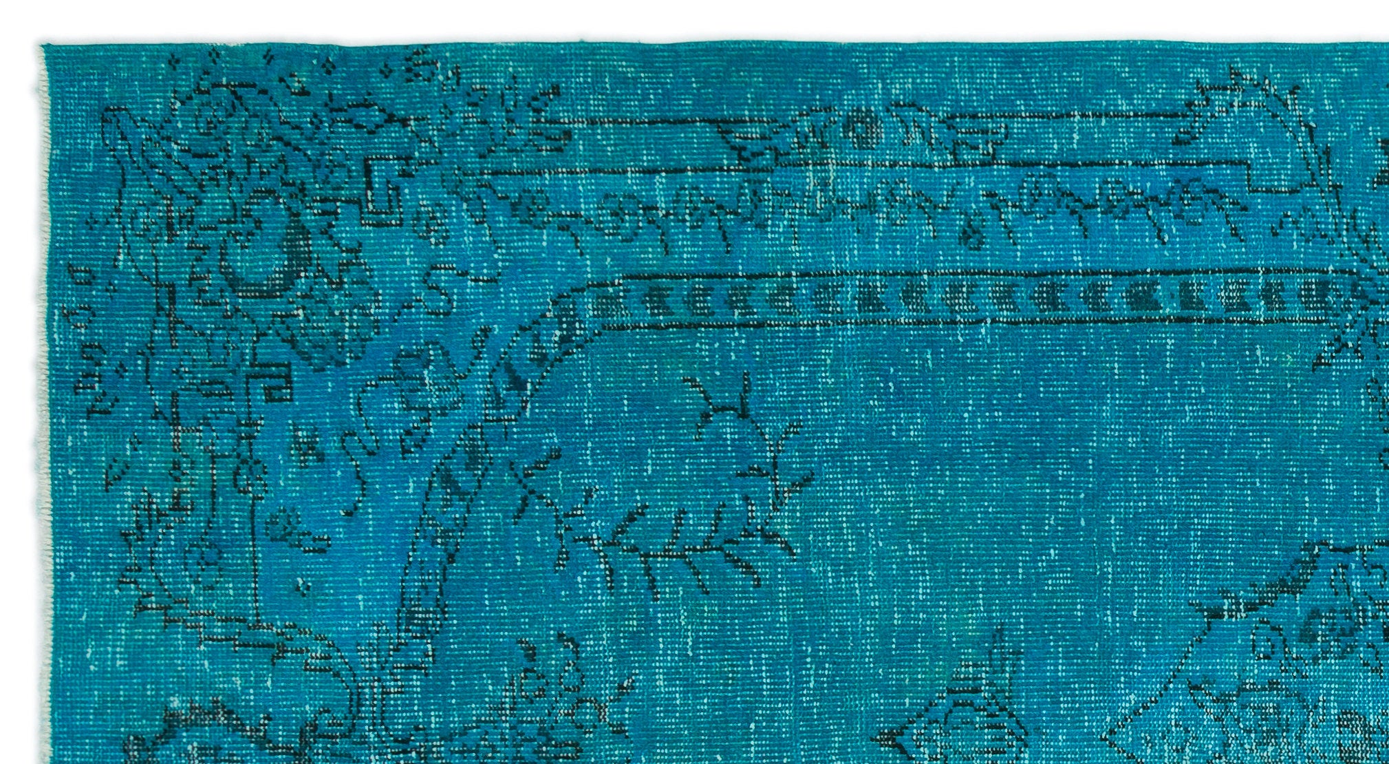 Turquoise  Over Dyed Vintage Rug 5'2'' x 9'3'' ft 157 x 283 cm