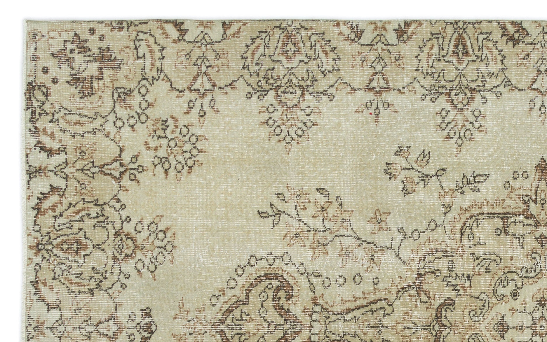 Beige Over Dyed Vintage Rug 5'5'' x 8'10'' ft 164 x 269 cm