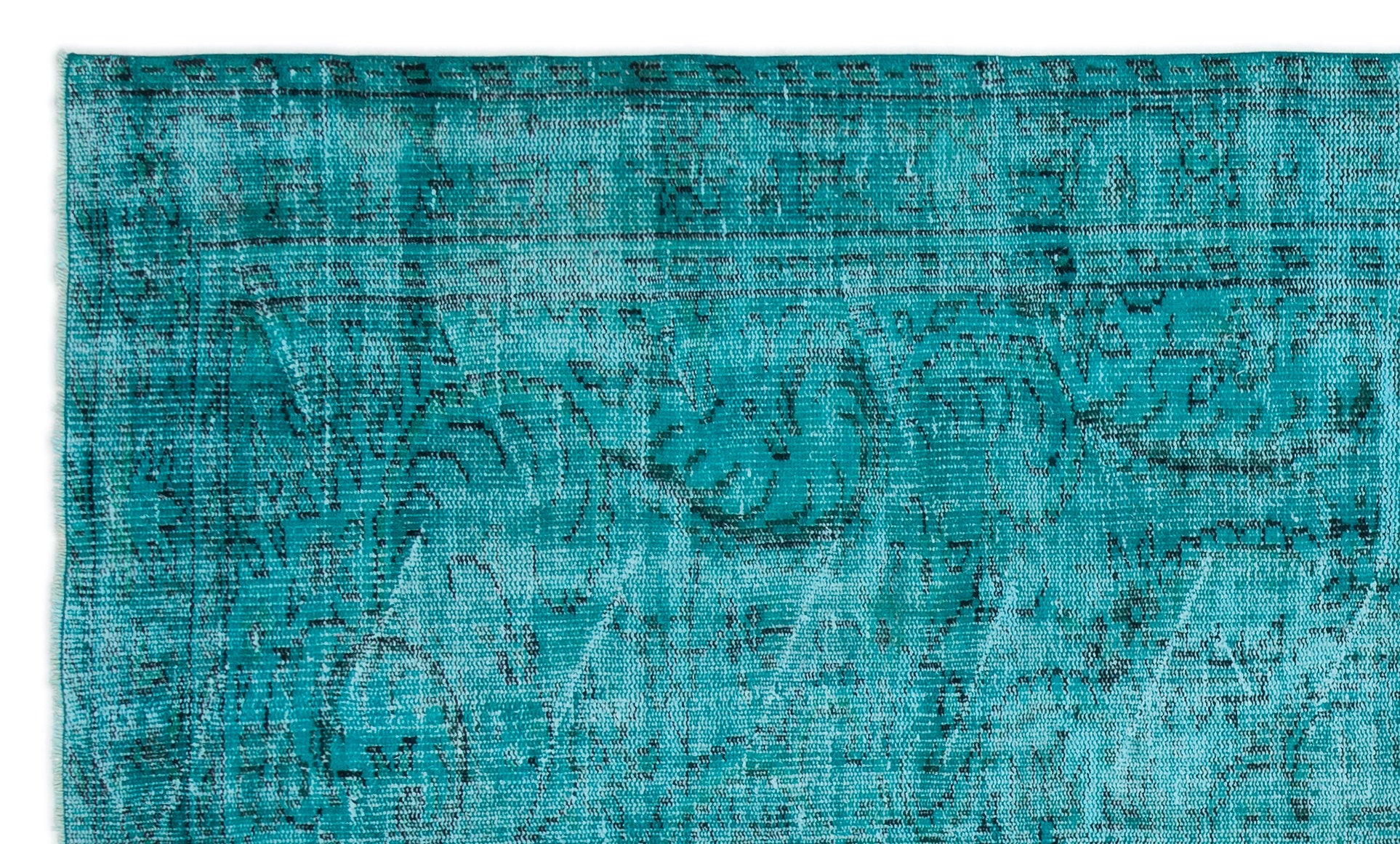 Turquoise  Over Dyed Vintage Rug 5'4'' x 8'11'' ft 162 x 272 cm
