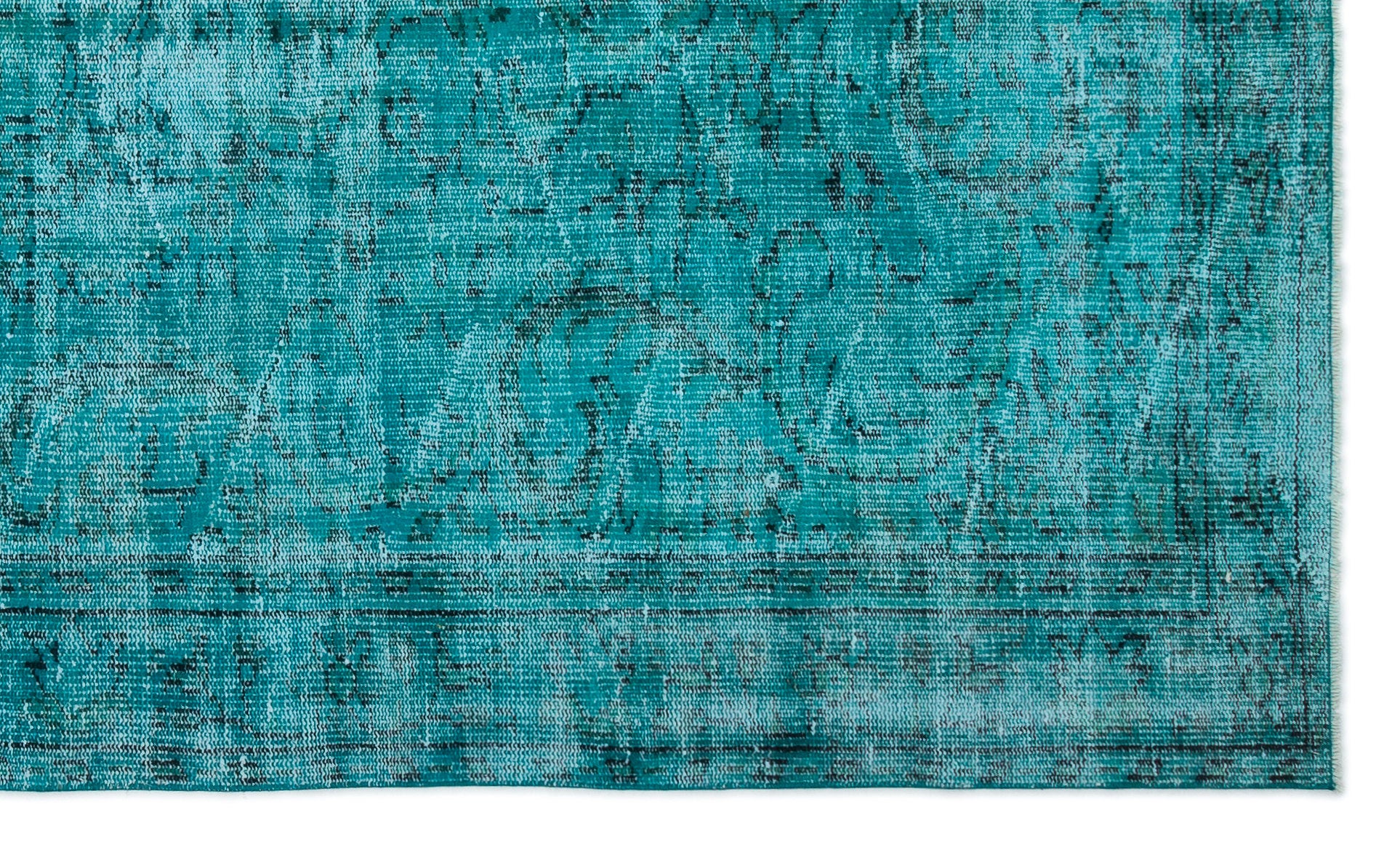 Turquoise  Over Dyed Vintage Rug 5'4'' x 8'11'' ft 162 x 272 cm