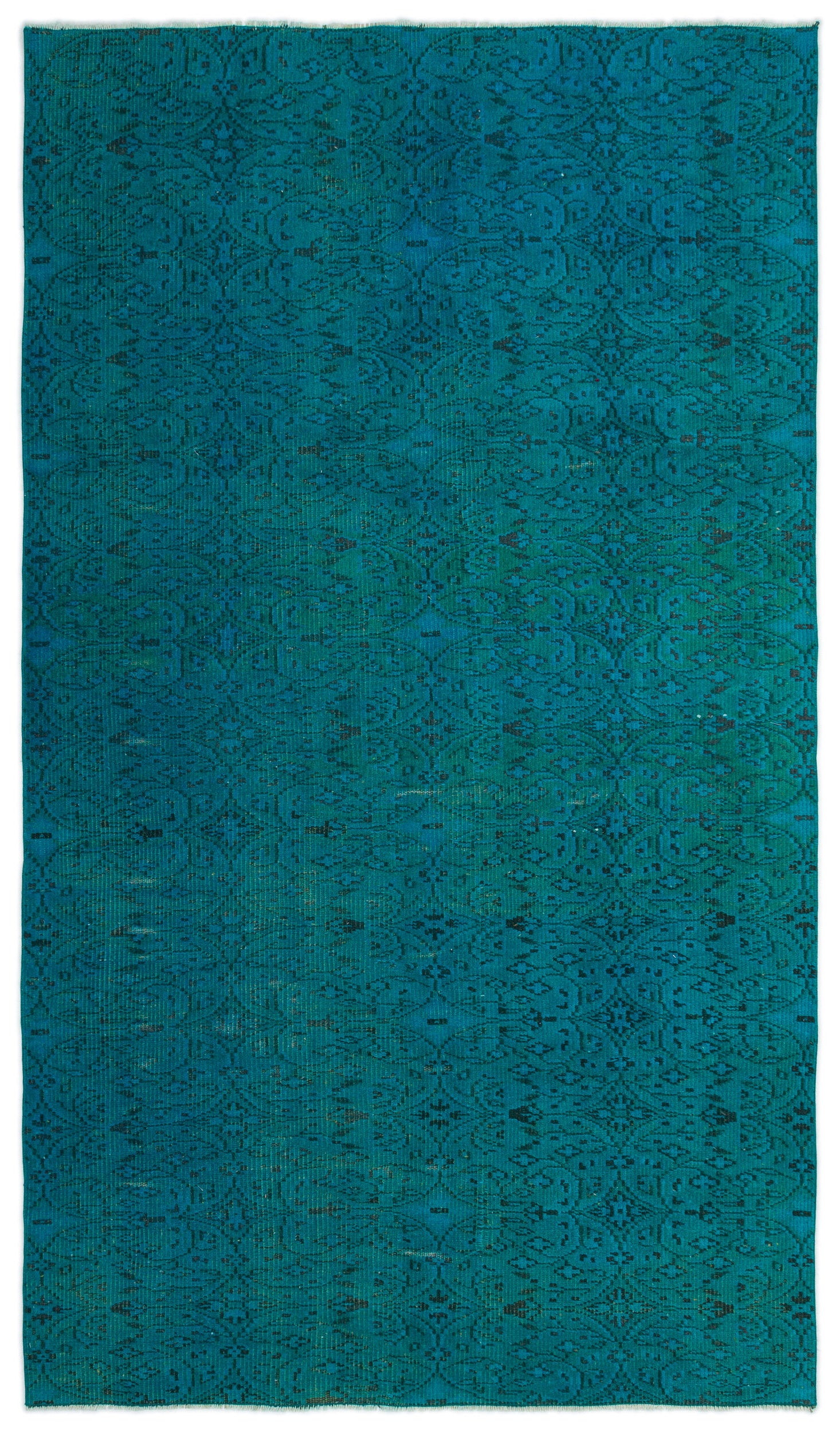 Turquoise  Over Dyed Vintage Rug 5'0'' x 8'8'' ft 153 x 263 cm