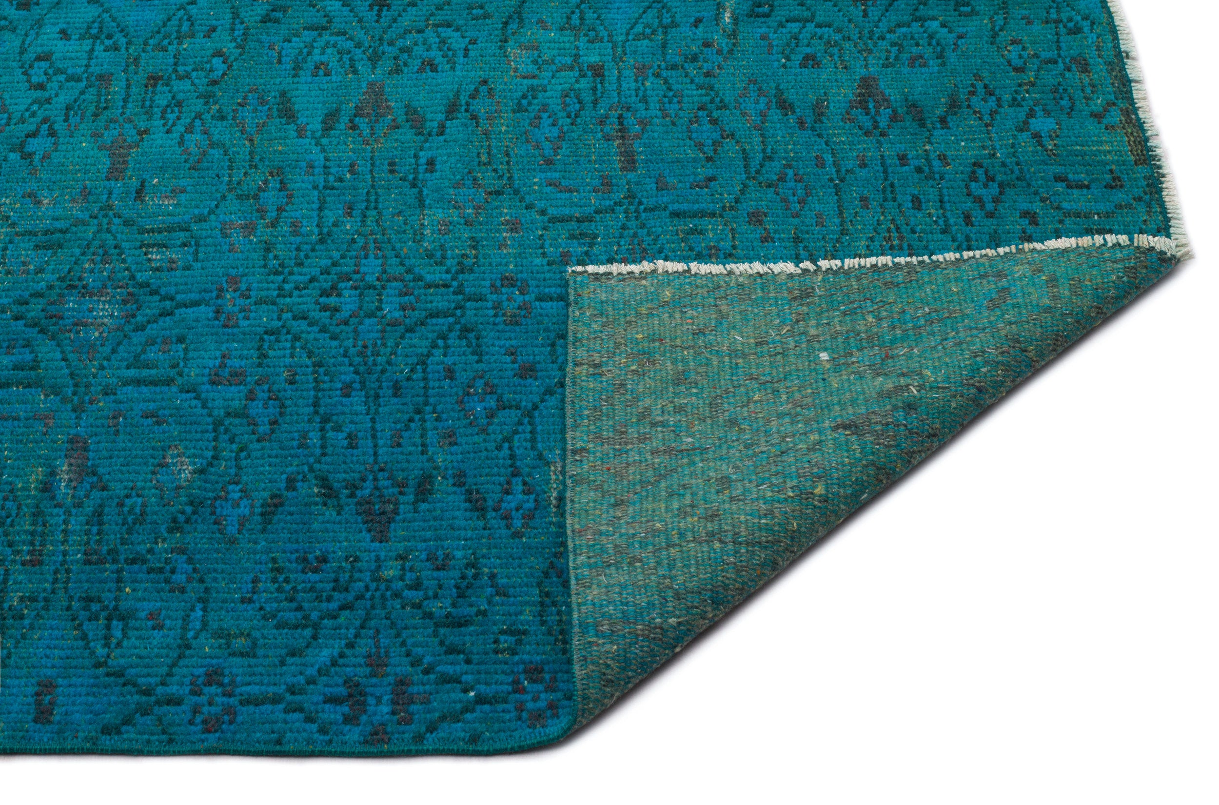 Turquoise  Over Dyed Vintage Rug 5'0'' x 8'8'' ft 153 x 263 cm
