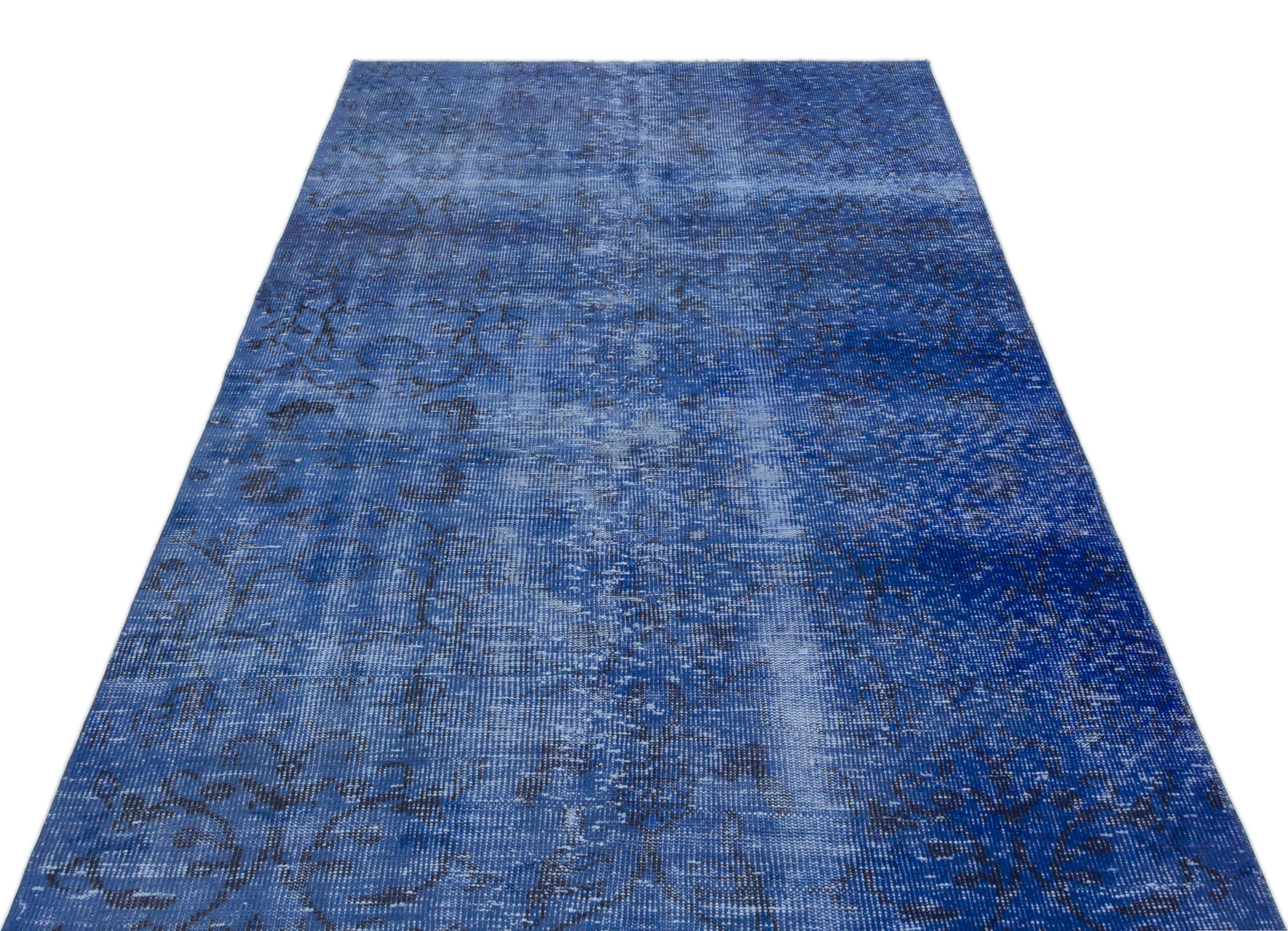 Blue Over Dyed Vintage Rug 4'7'' x 7'9'' ft 140 x 236 cm