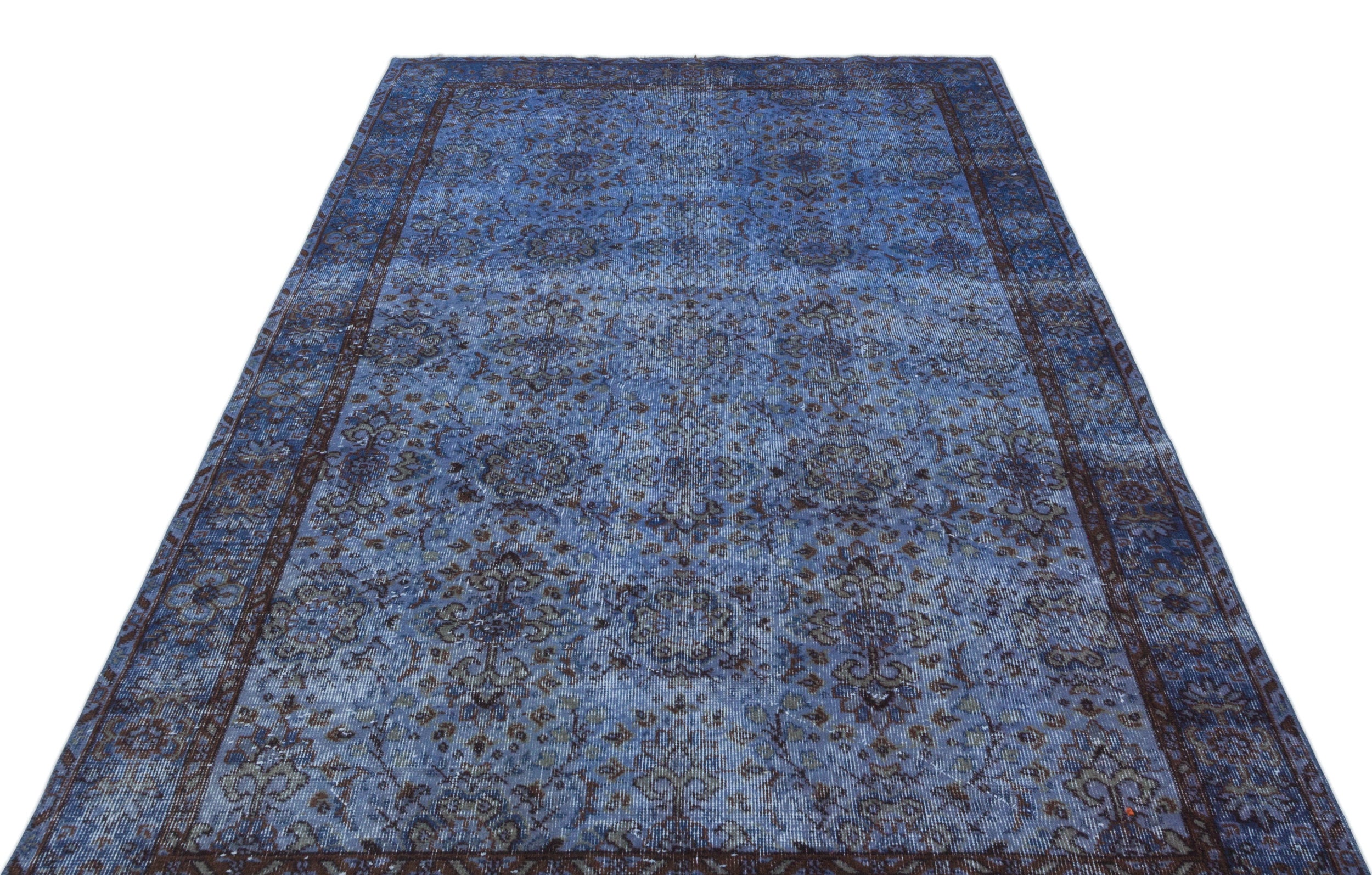 Blue Over Dyed Vintage Rug 5'3'' x 8'8'' ft 160 x 265 cm