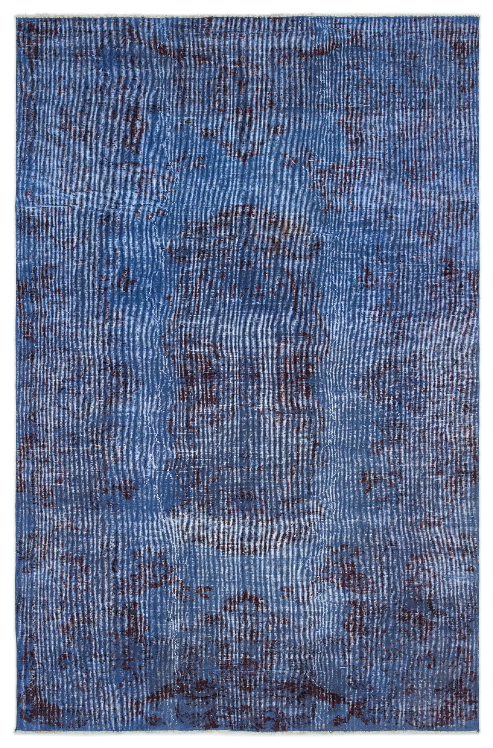 Blue Over Dyed Vintage Rug 5'6'' x 8'5'' ft 167 x 257 cm
