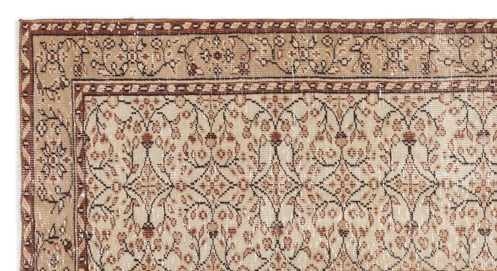 Beige Over Dyed Vintage Rug 4'10'' x 8'8'' ft 148 x 263 cm