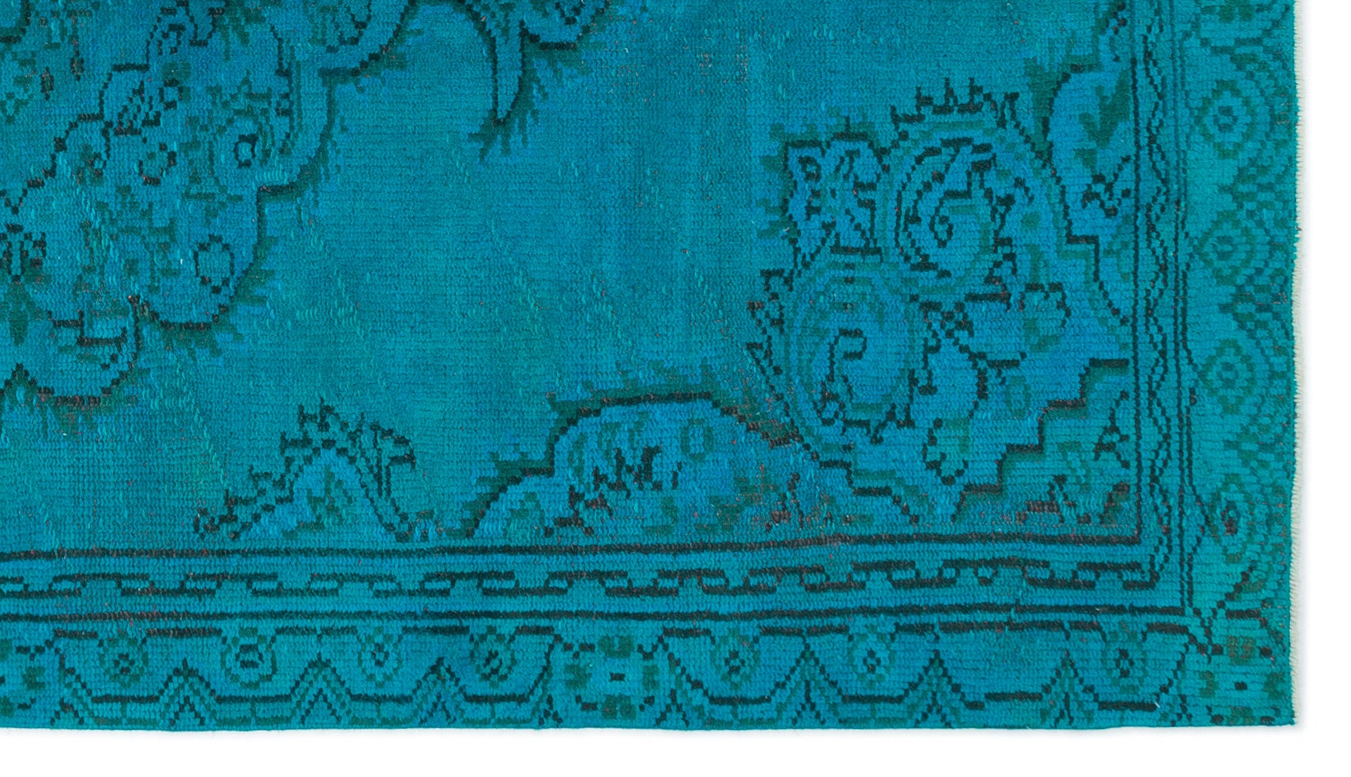 Turquoise  Over Dyed Vintage Rug 4'12'' x 8'10'' ft 152 x 270 cm