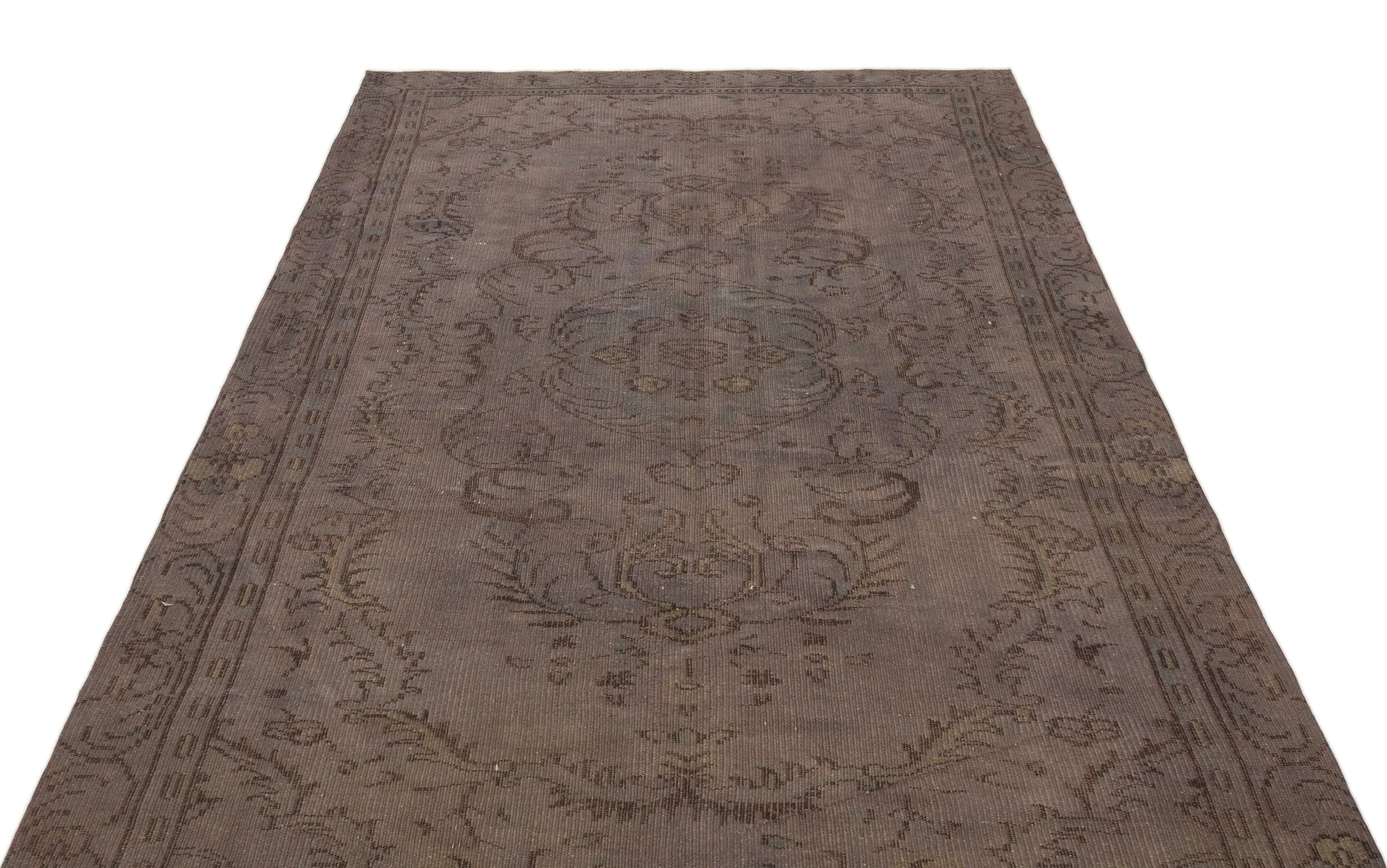 Gray Over Dyed Vintage Rug 5'4'' x 8'10'' ft 163 x 268 cm