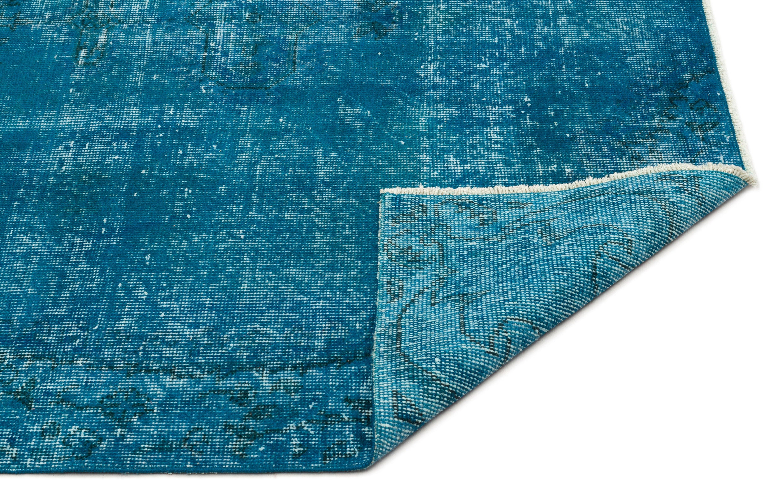 Turquoise  Over Dyed Vintage Rug 5'1'' x 8'7'' ft 154 x 261 cm