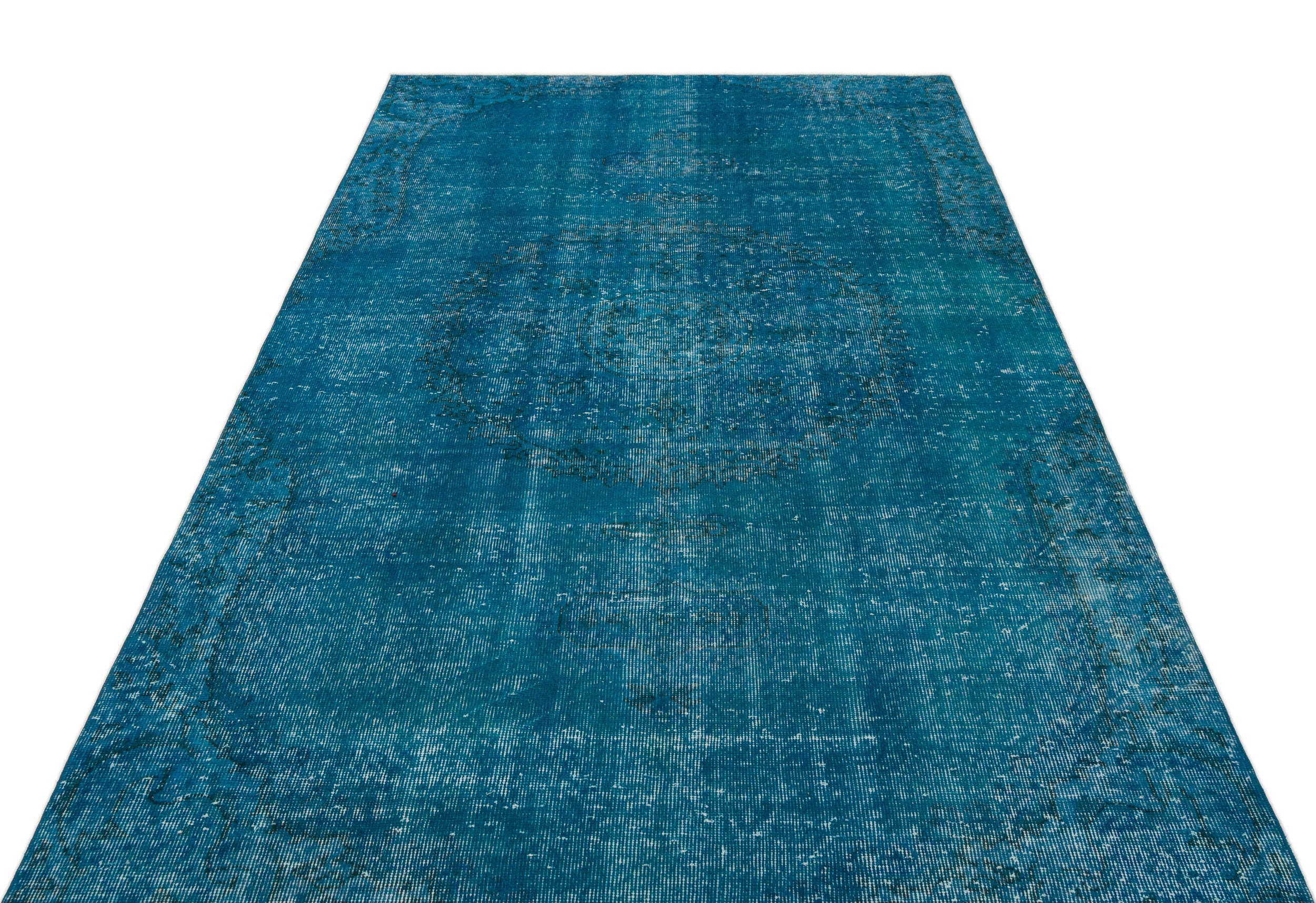 Turquoise  Over Dyed Vintage Rug 5'1'' x 8'7'' ft 154 x 261 cm