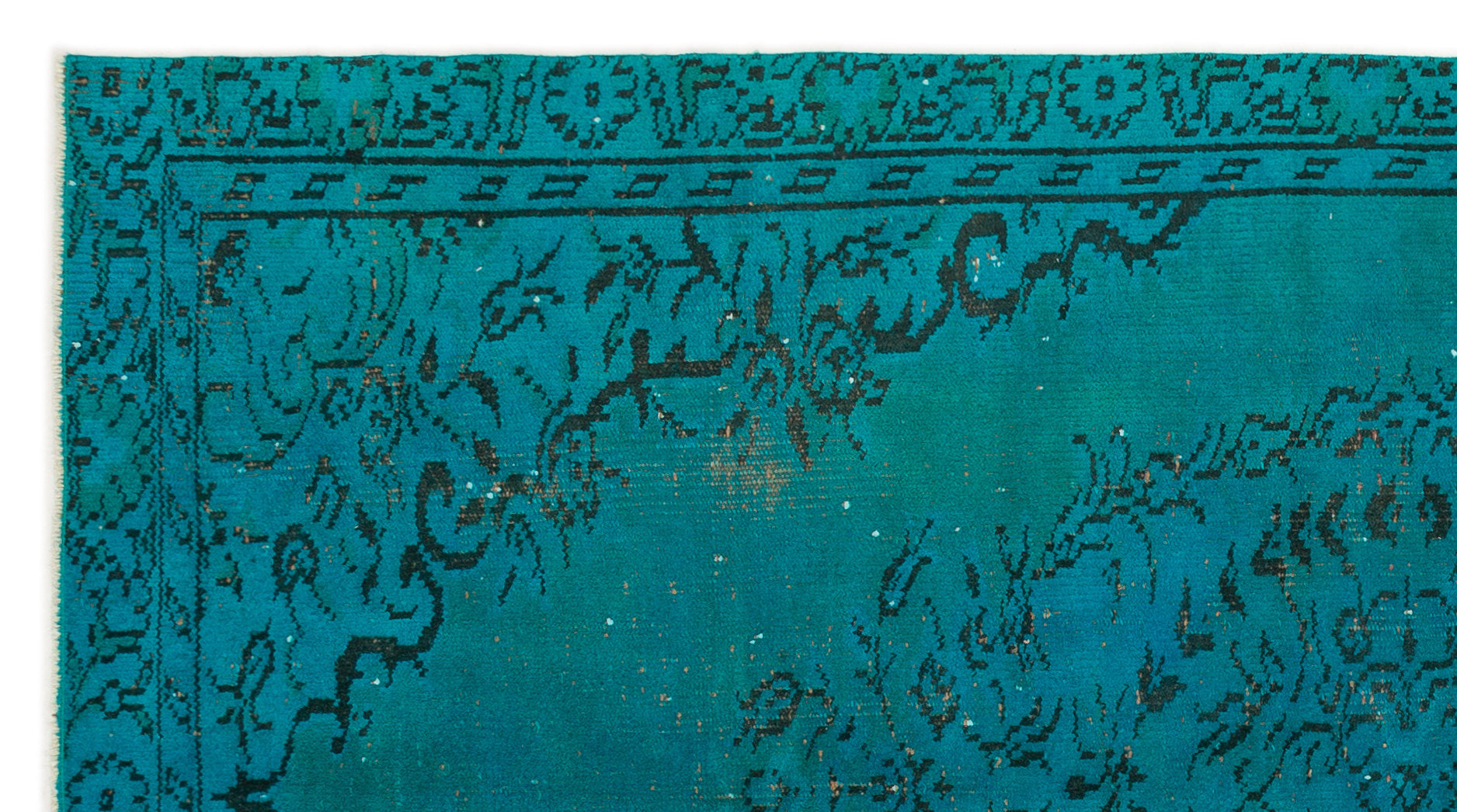Turquoise  Over Dyed Vintage Rug 4'8'' x 8'6'' ft 143 x 258 cm