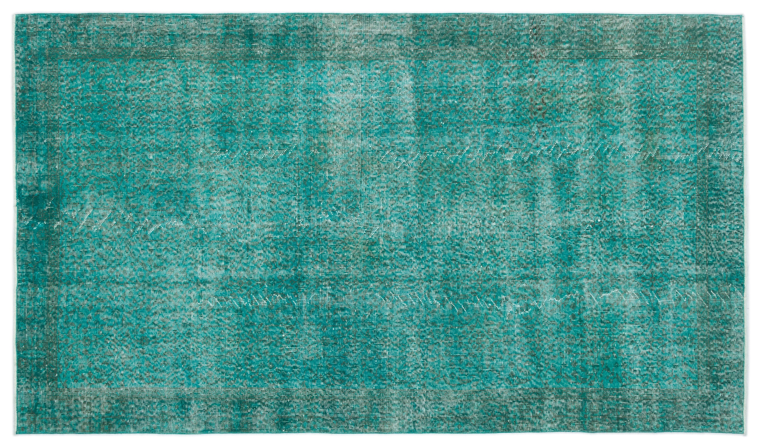 Turquoise  Over Dyed Vintage Rug 5'1'' x 8'9'' ft 154 x 266 cm